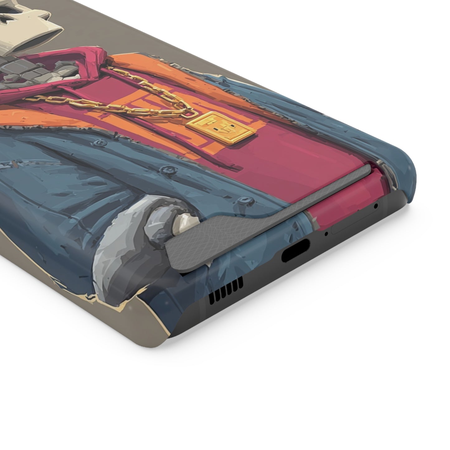 Stylish Skeleton Phone Case with Card Holder, Trendy Skull Case, Unique Gift for Tech Lovers, Halloween Decor, Everyday Use