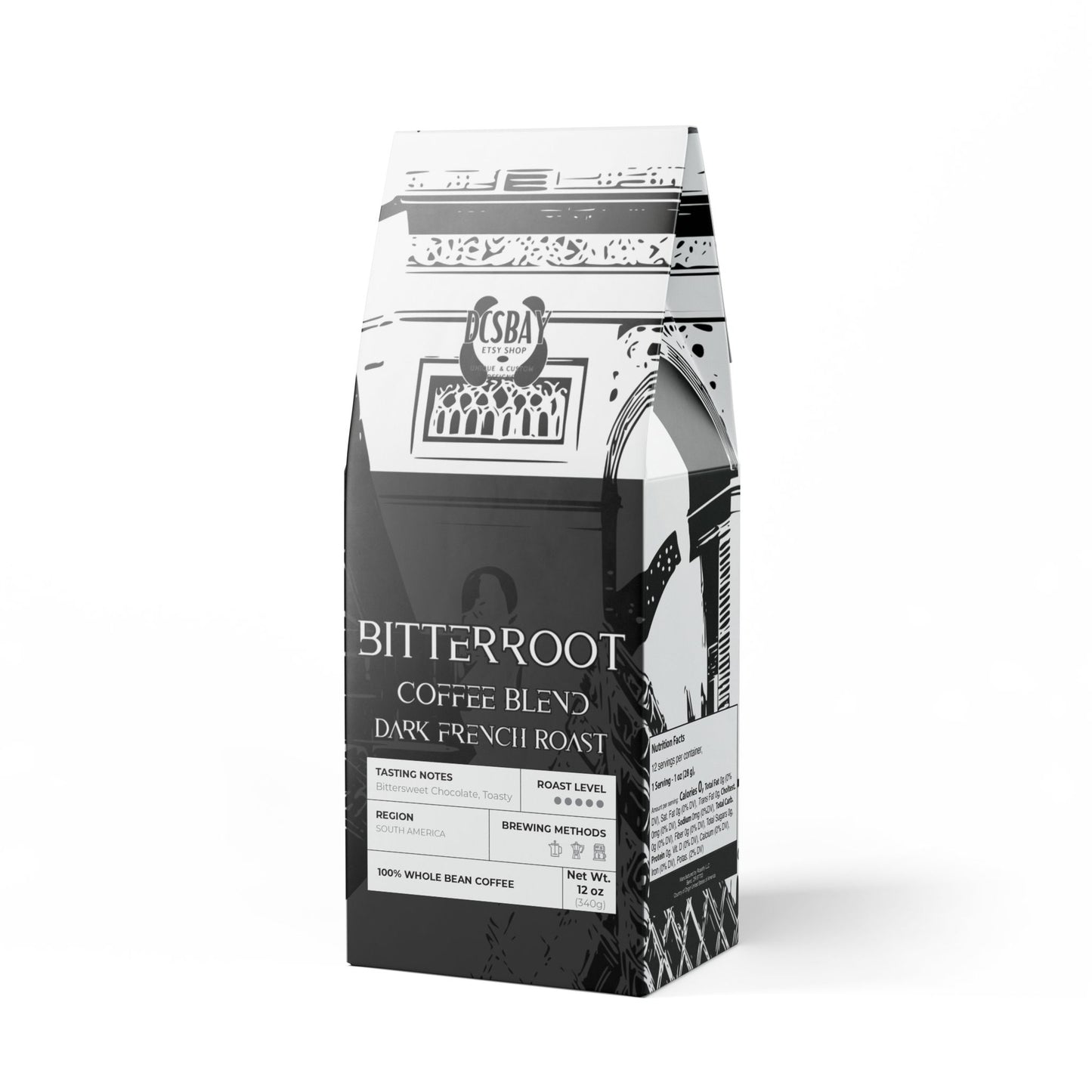 Bitterroot Coffee - Dark French Roast Blend | Whole Bean Full-Bodied, Bold Flavor