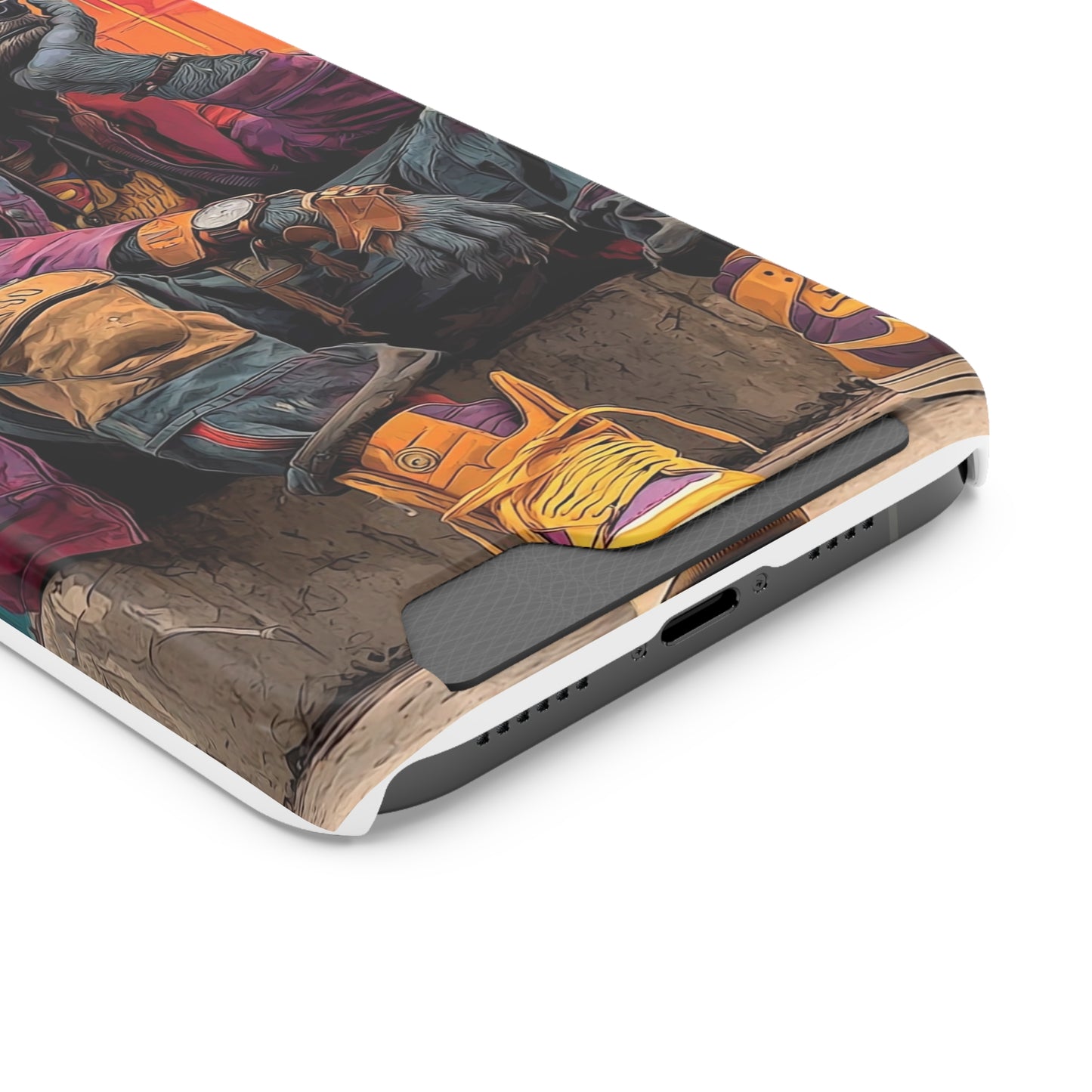 Stylish Phone Case With Card Holder, Trendy Mobile Accessory, Urban Art, Perfect Gift for Teens, Cool Gadget for Everyday Use