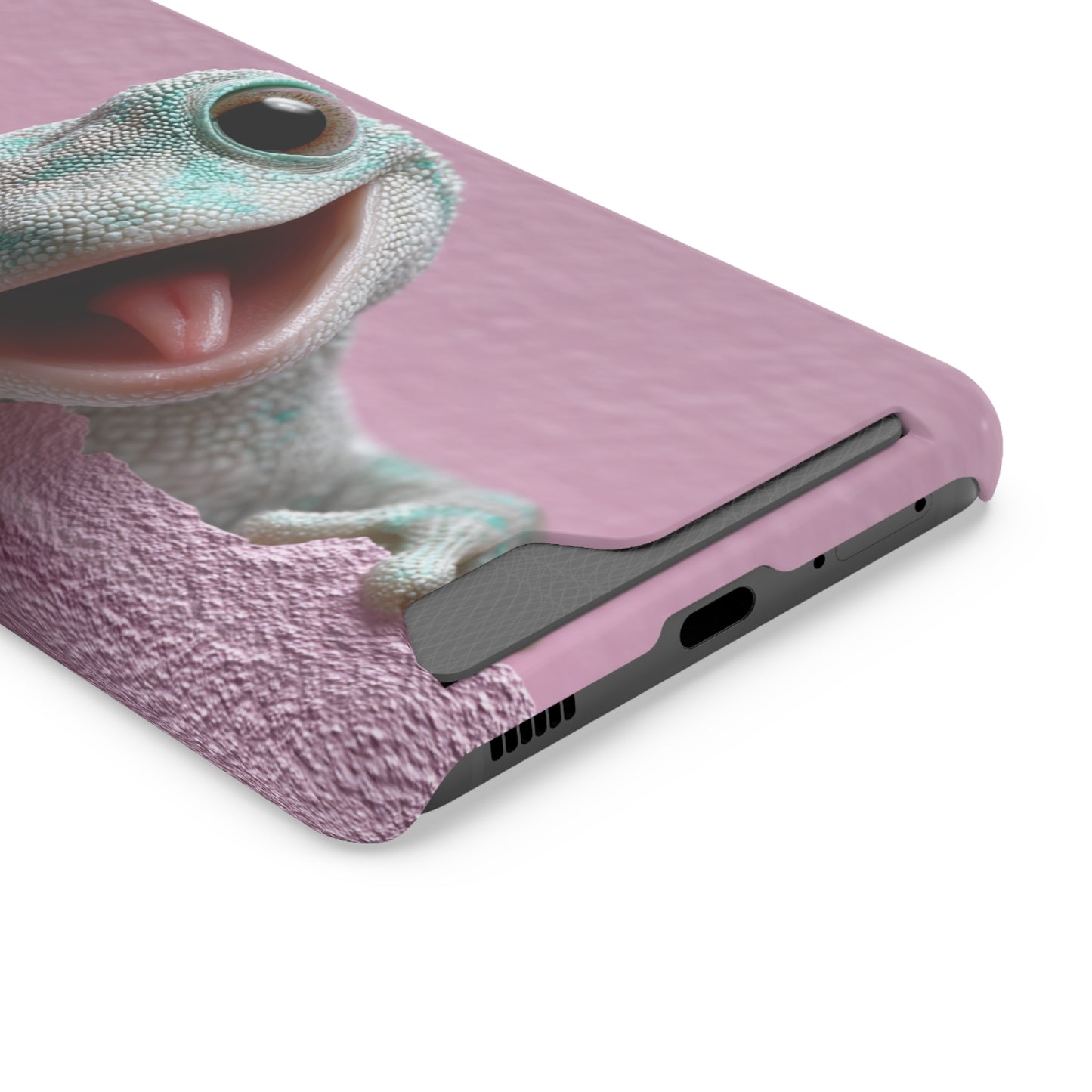 Fun Gecko Phone Case with Card Holder, Cute Cell Phone Accessory, Animal Lover Gift, Party Favor, Unique Phone Cover