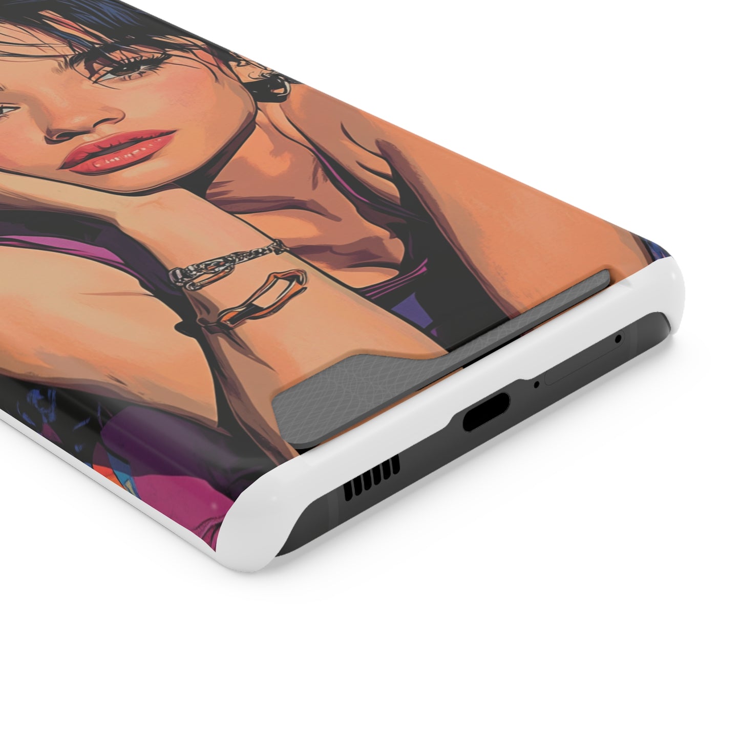 Vibrant Phone Case with Card Holder - Artistic Design for Fashion Lovers, Perfect Gift for Birthdays, Holidays, and Everyday Use
