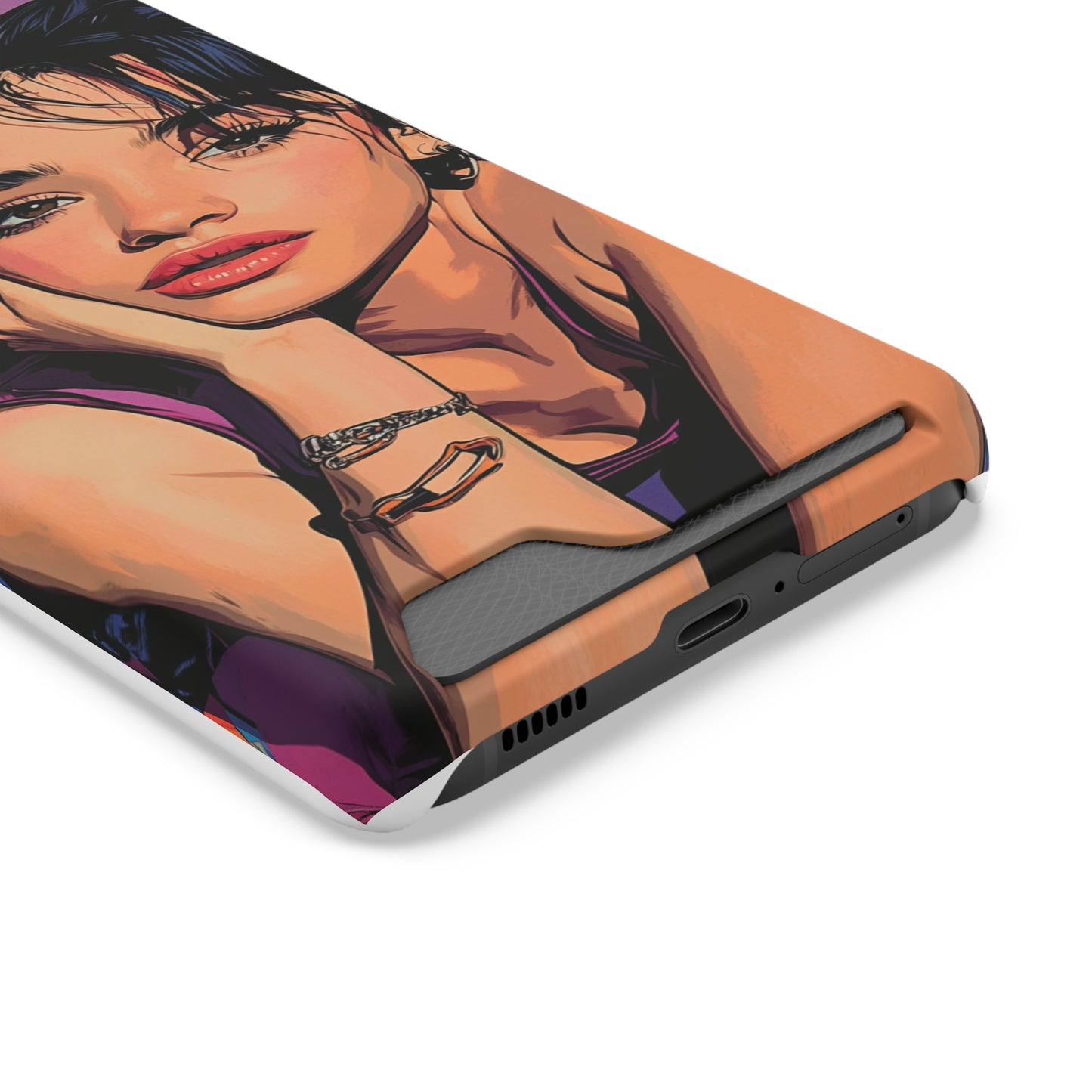 Vibrant Phone Case with Card Holder - Artistic Design for Fashion Lovers, Perfect Gift for Birthdays, Holidays, and Everyday Use