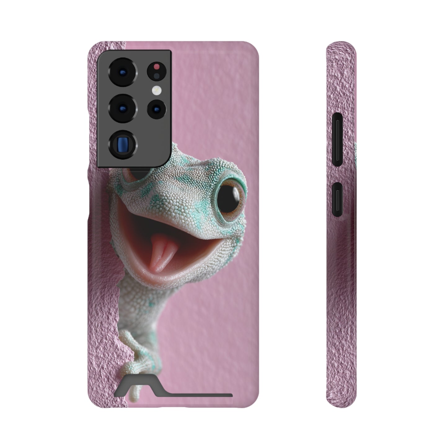 Fun Gecko Phone Case with Card Holder, Cute Cell Phone Accessory, Animal Lover Gift, Party Favor, Unique Phone Cover