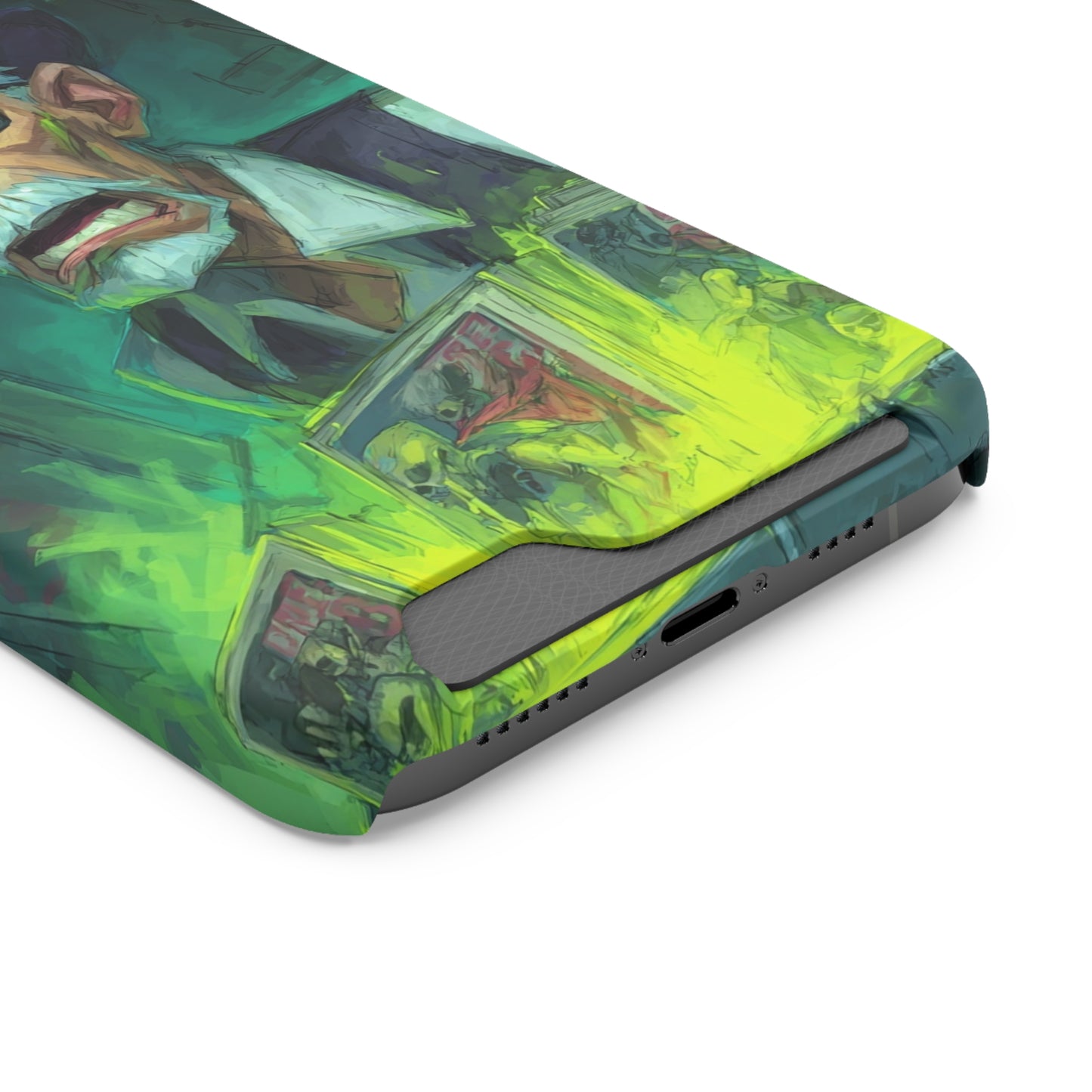Spooky Illustrated Phone Case with Card Holder, Halloween Accessory, Unique Gift for Horror Fans, Stylish Phone Cover, Functional & Fun