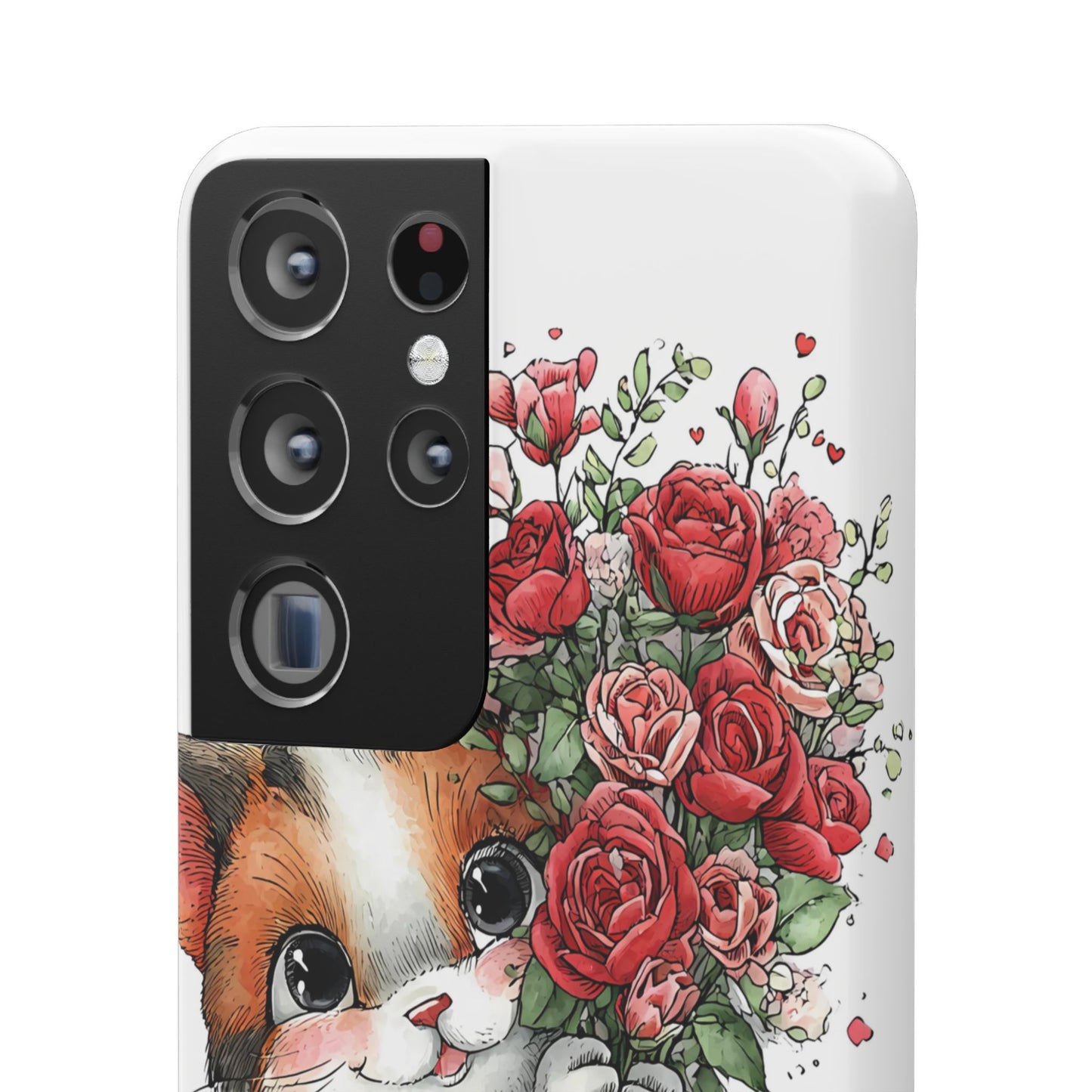 Cute Cat Snap Case with Floral Design, Pet Lovers Gift, Phone Protector for Valentine's Day, Cute Kitty Case, Animal Art Cover