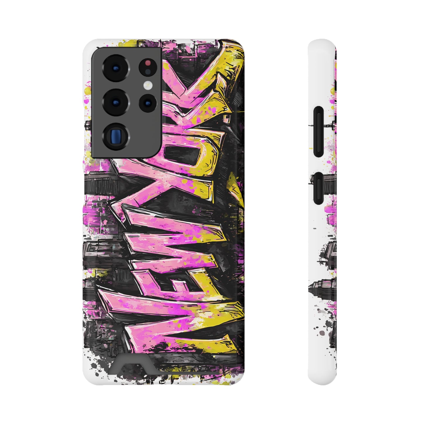 Urban Graffiti Phone Case with Card Holder, NY Street Art Phone Protection, Trendy Accessory, Gifts for City Lovers, Unique Tech Gift