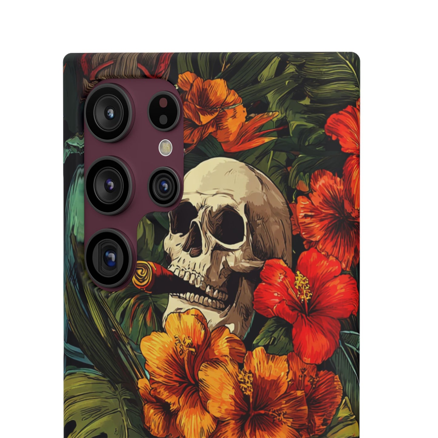 Tropical Skull Phone Case - Vibrant Floral Design, Skull Case for iPhone, Unique Tropical Art, Gift for Beach Lovers, Halloween Decor