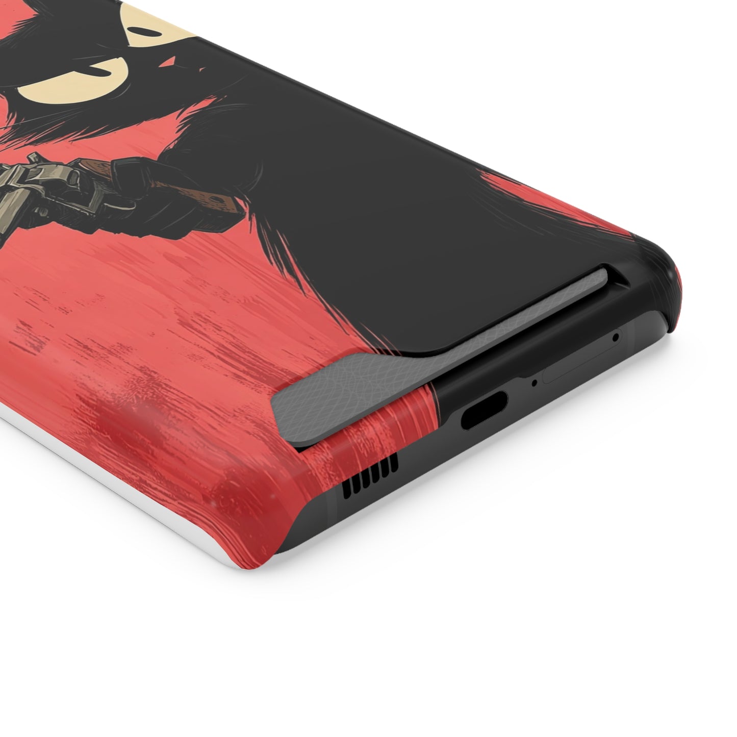 Stylish Catfather Phone Case with Card Holder - Cartoon Cat Art, Cat Lovers Gift, Functional Phone Accessory, Perfect for Any Occasion