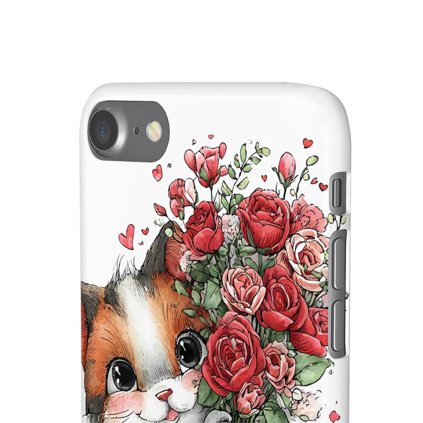 Cute Cat Snap Case with Floral Design, Pet Lovers Gift, Phone Protector for Valentine's Day, Cute Kitty Case, Animal Art Cover