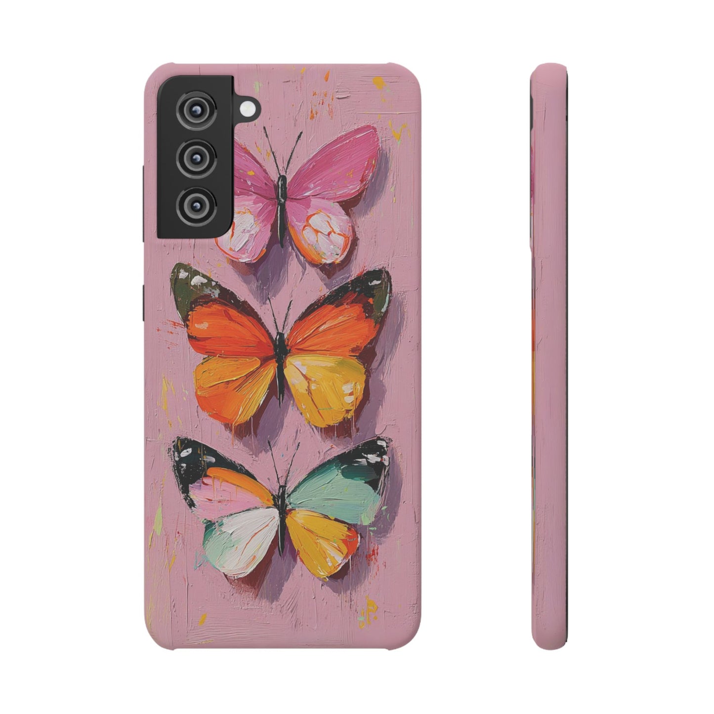 Pink Butterfly Snap Case Cover For iPhone and Samsung