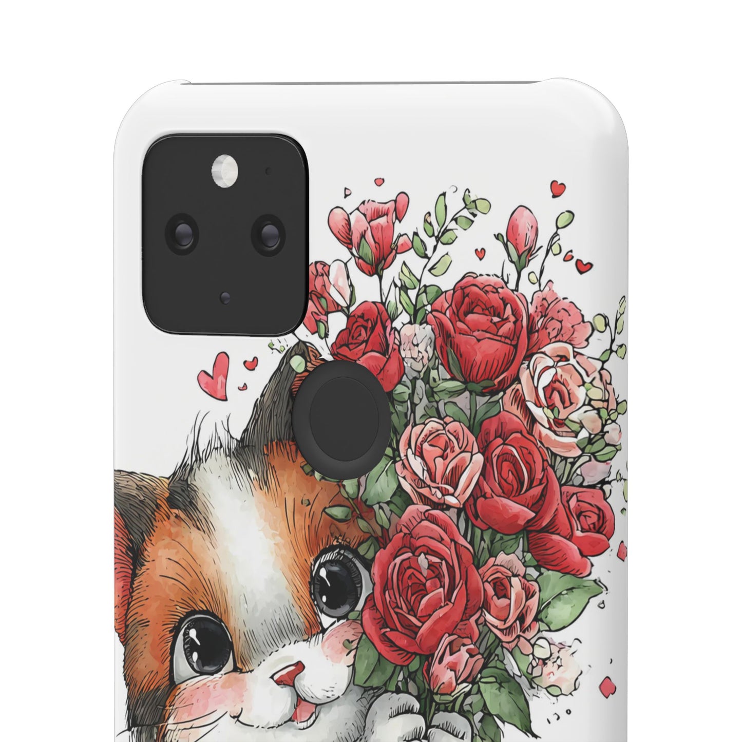 Cute Cat Snap Case with Floral Design, Pet Lovers Gift, Phone Protector for Valentine's Day, Cute Kitty Case, Animal Art Cover