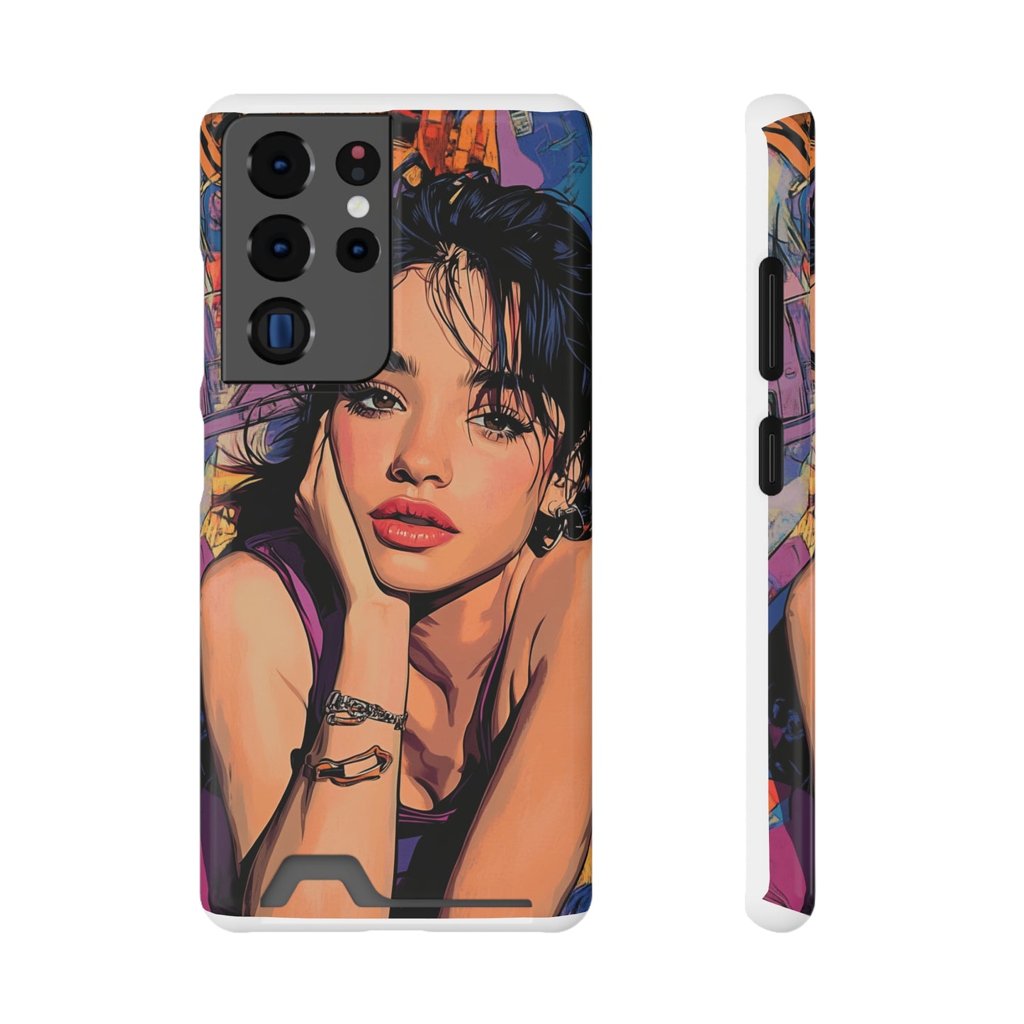 Vibrant Phone Case with Card Holder - Artistic Design for Fashion Lovers, Perfect Gift for Birthdays, Holidays, and Everyday Use