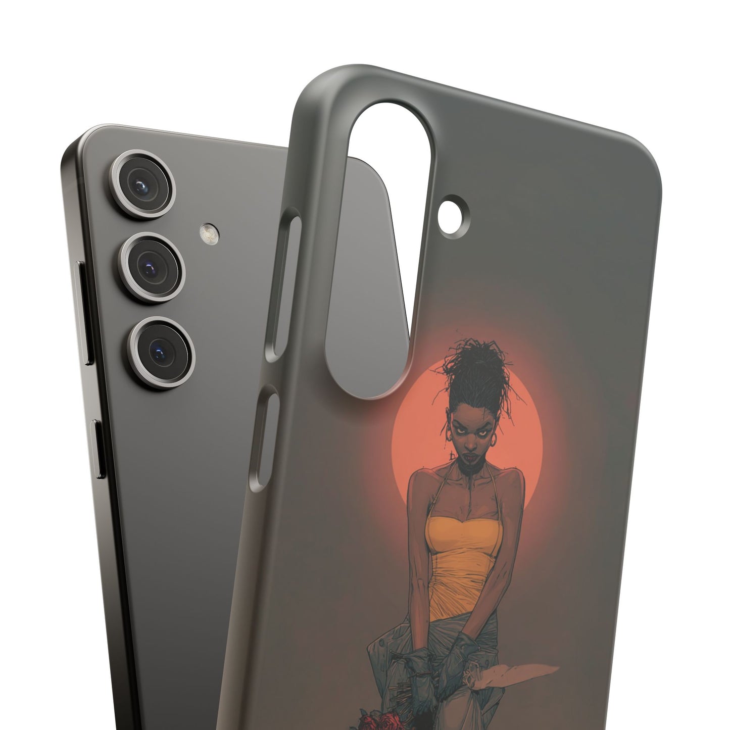 Creepy Vampire Girl Snap Case, Halloween Style iPhone Samsung Cover, Spooky Gothic Phone Accessories, Scary Horror Character Device