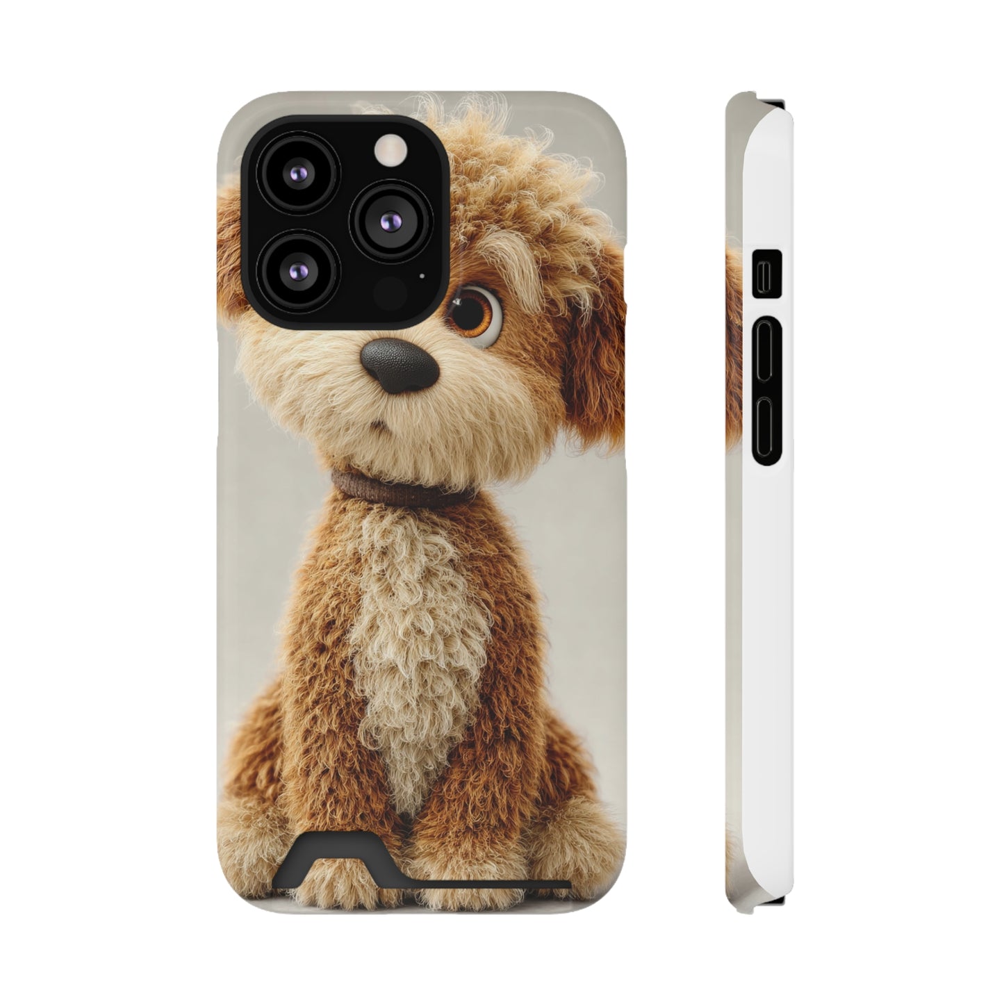 Cute Dog Phone Case With Card Holder, Pet Lover Gift, Stylish Phone Accessory, Dog-Themed Phone Cover, Animal Aesthetic
