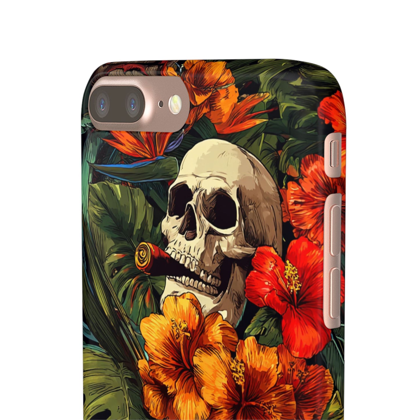 Tropical Skull Phone Case - Vibrant Floral Design, Skull Case for iPhone, Unique Tropical Art, Gift for Beach Lovers, Halloween Decor