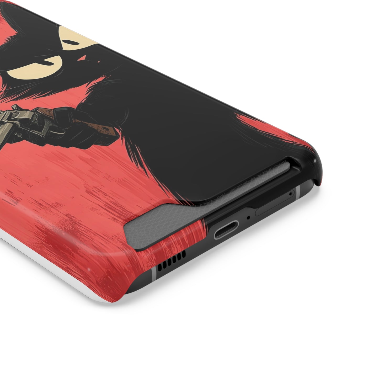Stylish Catfather Phone Case with Card Holder - Cartoon Cat Art, Cat Lovers Gift, Functional Phone Accessory, Perfect for Any Occasion