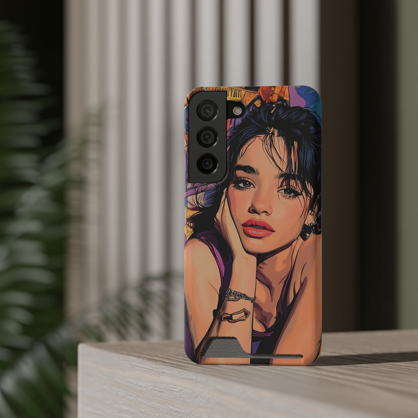 Vibrant Phone Case with Card Holder - Artistic Design for Fashion Lovers, Perfect Gift for Birthdays, Holidays, and Everyday Use