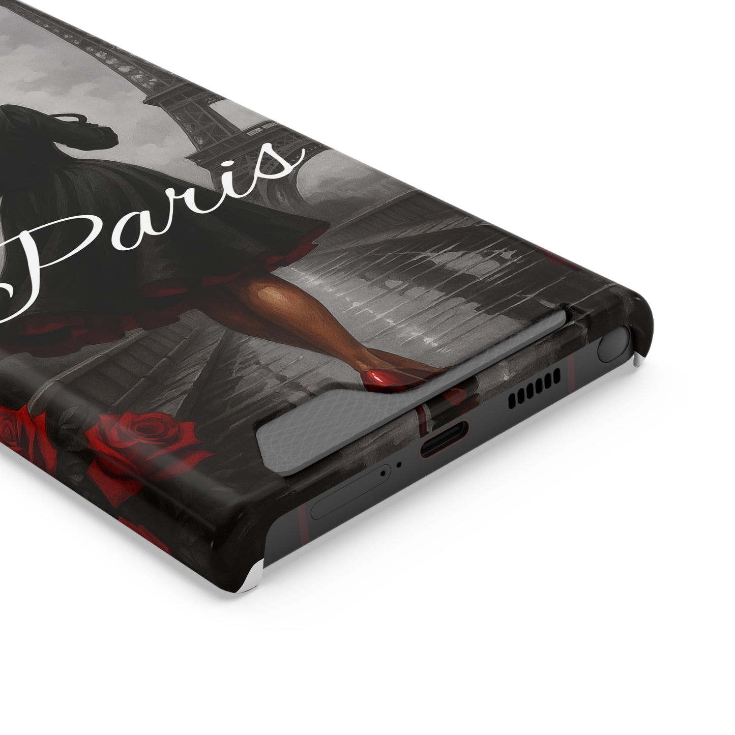Elegant Parisian Phone Case with Card Holder, Stylish Gift for Travelers, Chic Accessory, Paris-themed, Practical Tech Holder