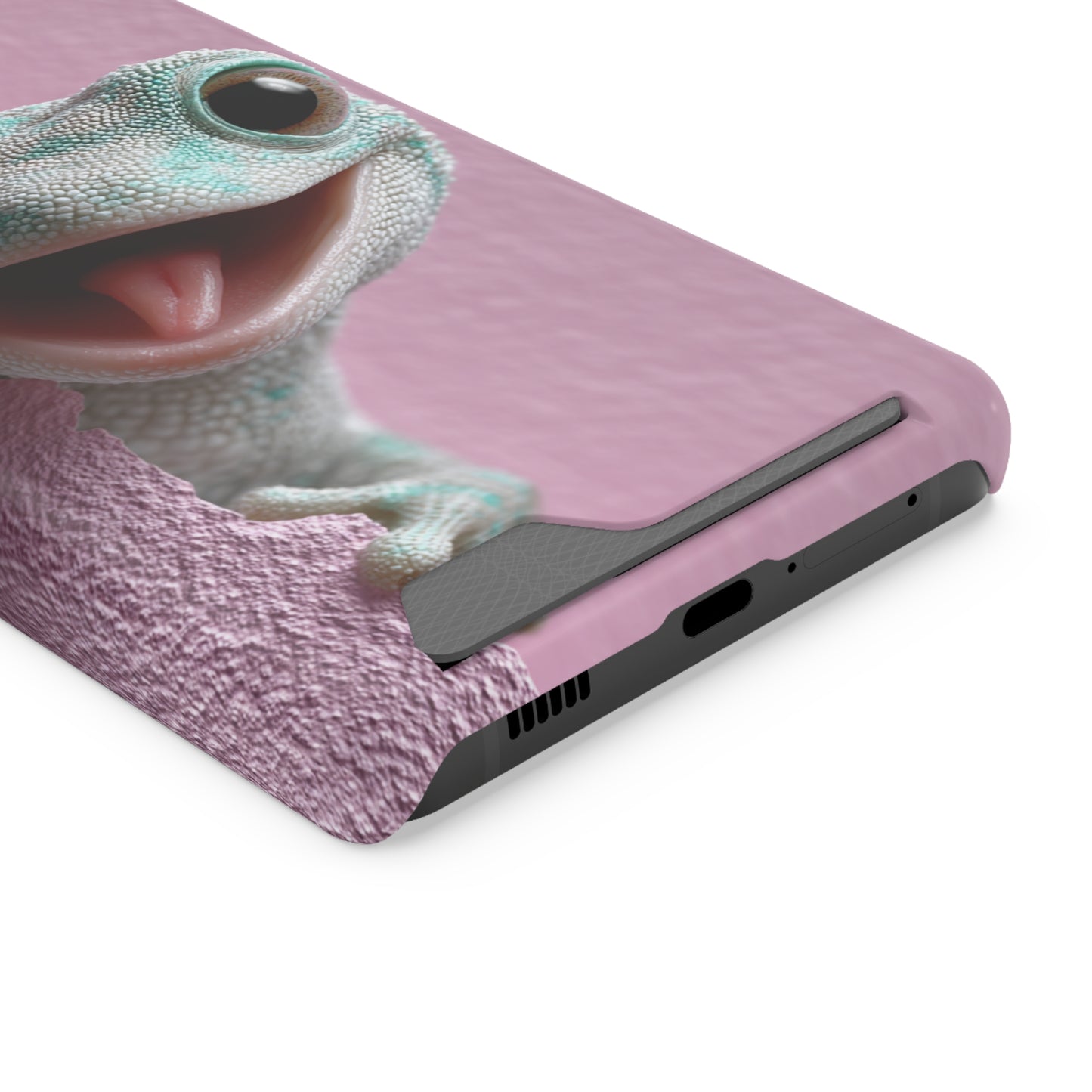 Fun Gecko Phone Case with Card Holder, Cute Cell Phone Accessory, Animal Lover Gift, Party Favor, Unique Phone Cover