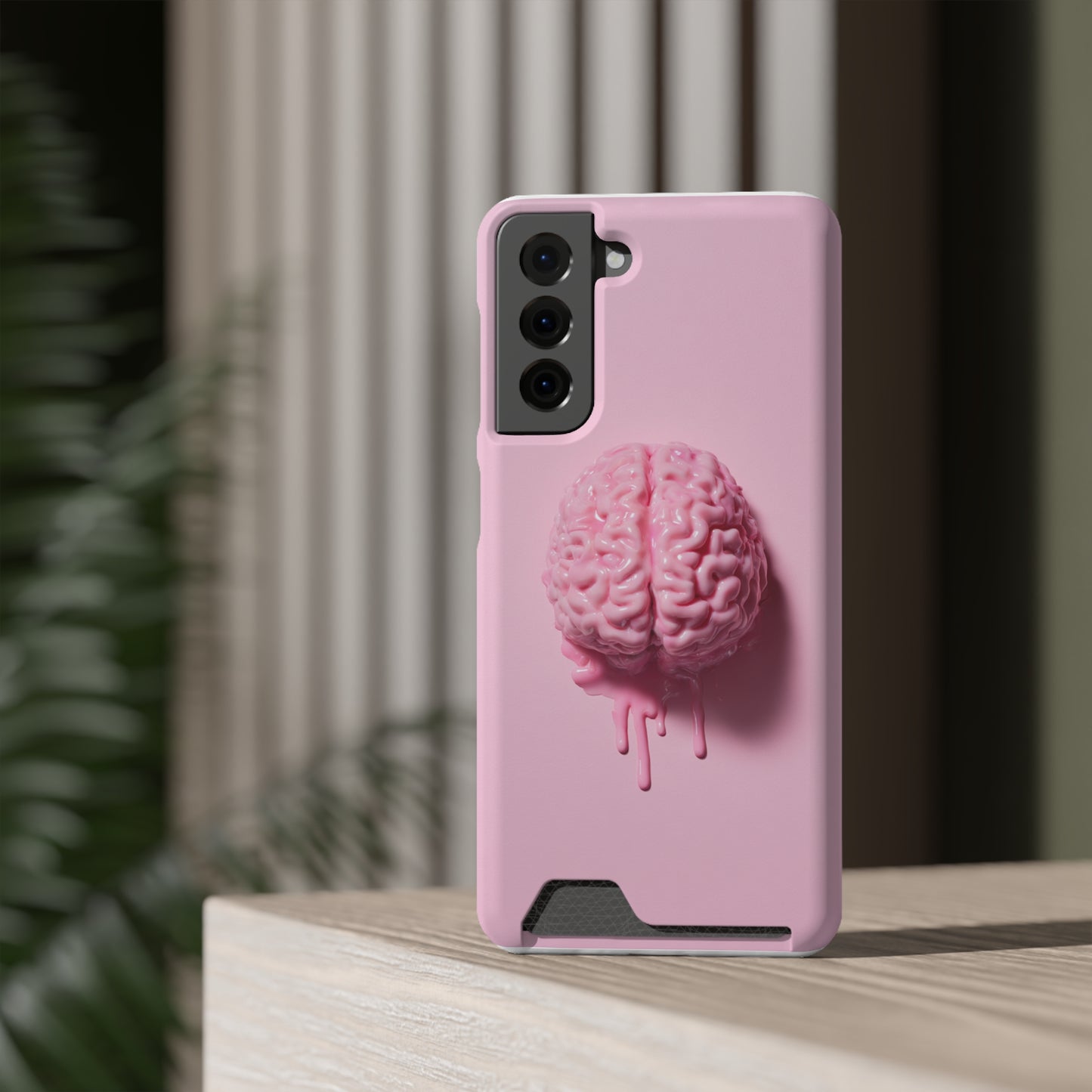 Brain Design Phone Case With Card Holder, Cute Tech Accessory, Unique Gift for Students, Stylish Phone Protection, Valentine's Day, Birthday