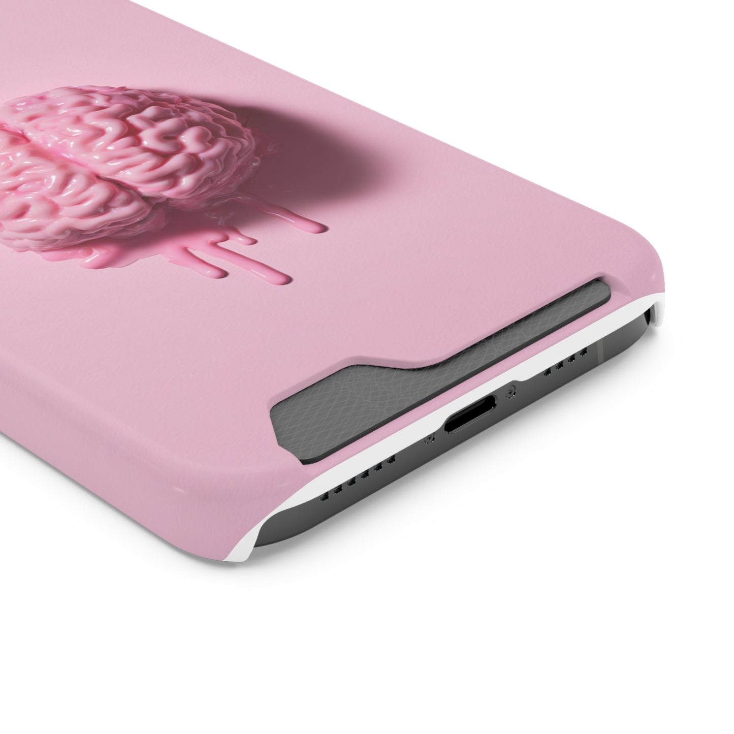 Brain Design Phone Case With Card Holder, Cute Tech Accessory, Unique Gift for Students, Stylish Phone Protection, Valentine's Day, Birthday