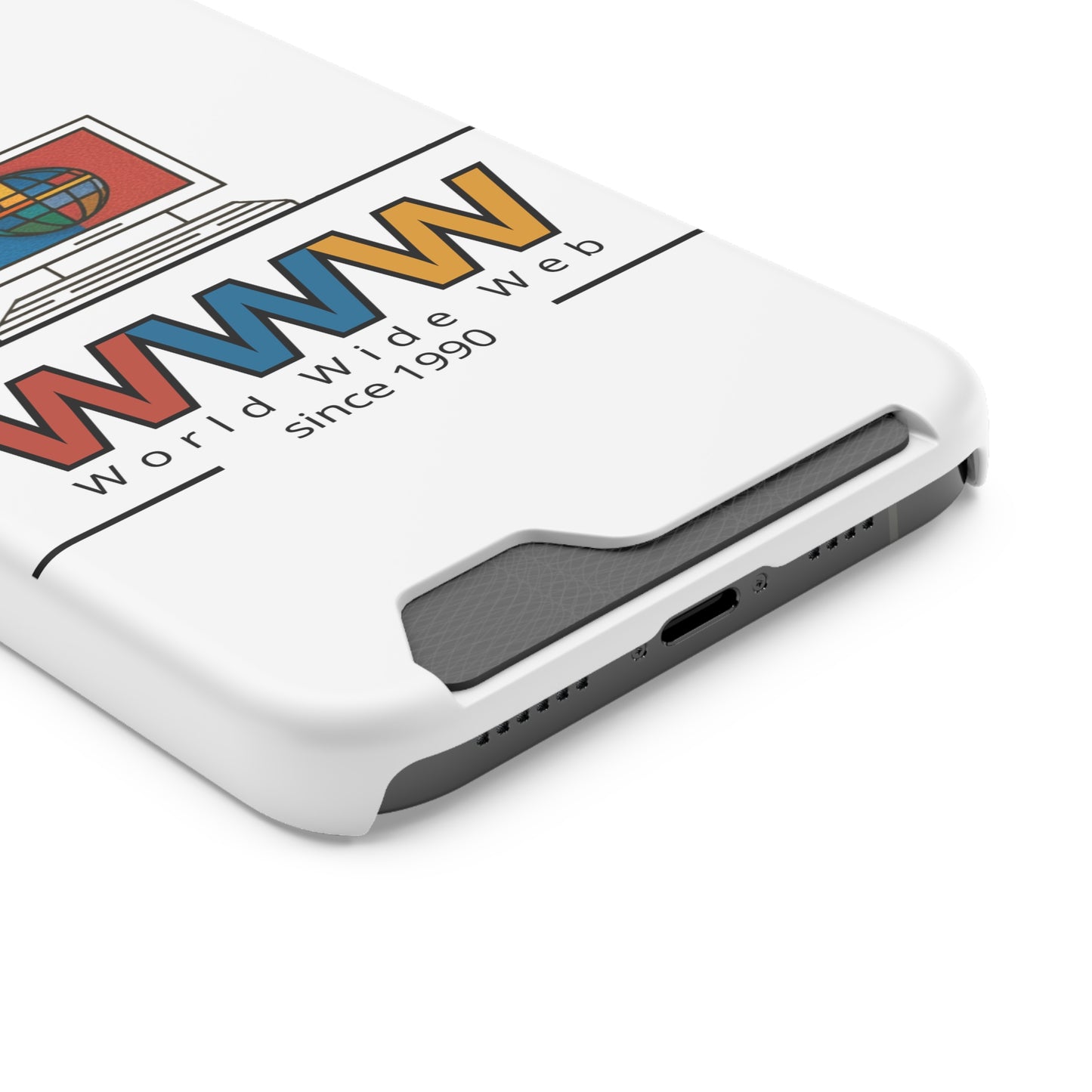 Retro Phone Case with Card Holder - World Wide Web Design, Geek Gift, Tech Accessory, Vintage Style, Personalized Phone Cover