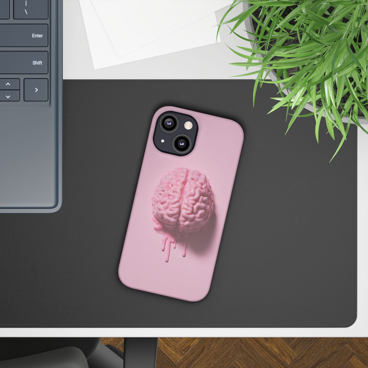 Slim Cases, Brain Design Phone Case With Card Holder, Cute Tech Accessory, Unique Gift for Students, Stylish Phone Protection, Valentine's