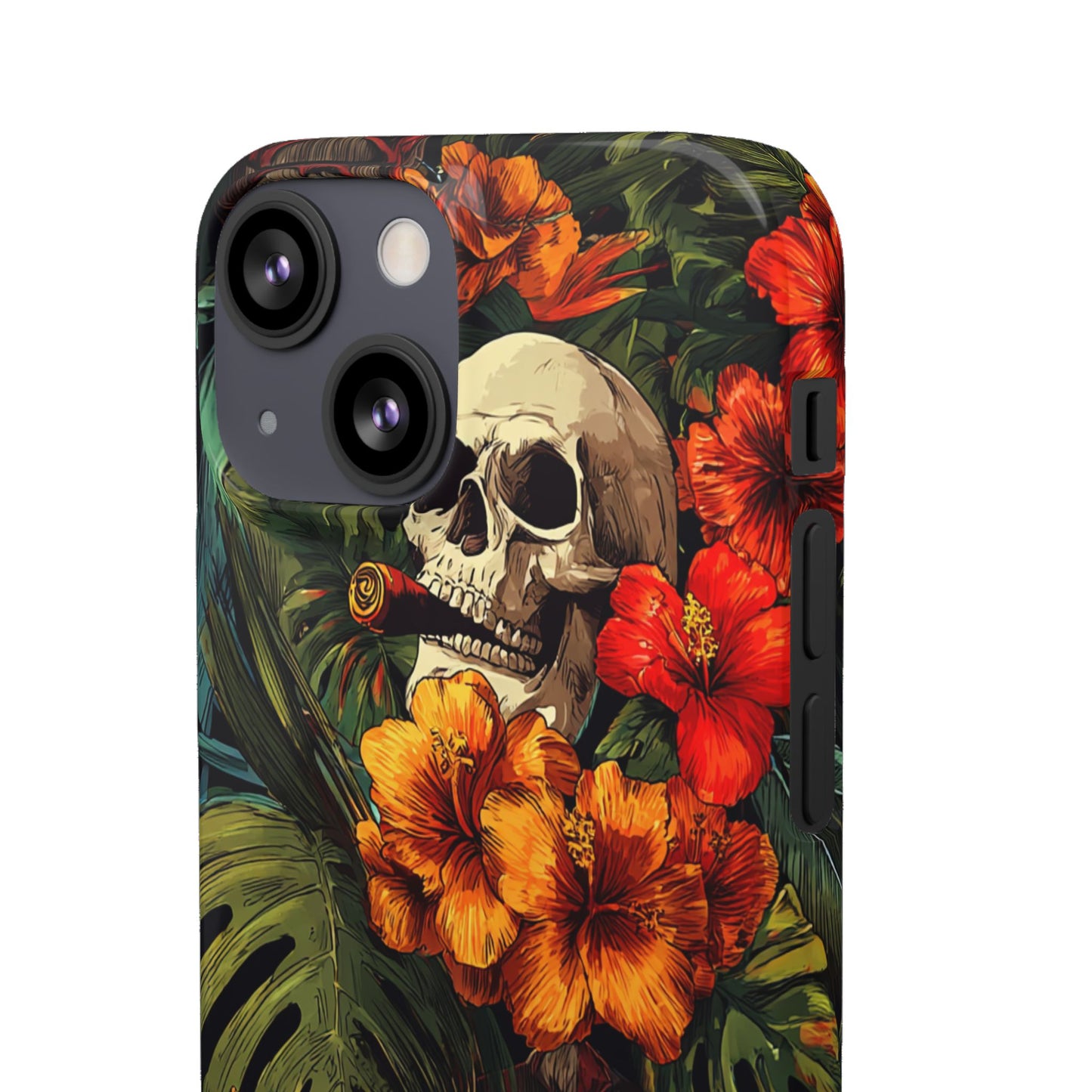 Tropical Skull Phone Case - Vibrant Floral Design, Skull Case for iPhone, Unique Tropical Art, Gift for Beach Lovers, Halloween Decor