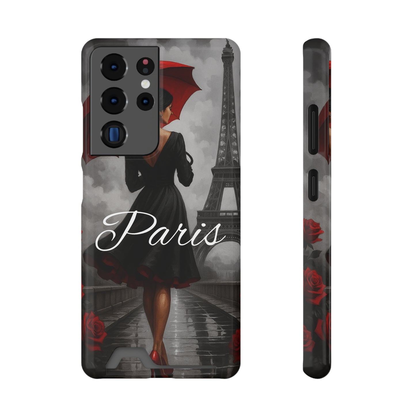 Elegant Parisian Phone Case with Card Holder, Stylish Gift for Travelers, Chic Accessory, Paris-themed, Practical Tech Holder