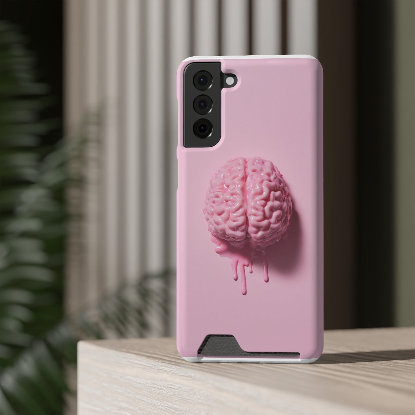 Brain Design Phone Case With Card Holder, Cute Tech Accessory, Unique Gift for Students, Stylish Phone Protection, Valentine's Day, Birthday