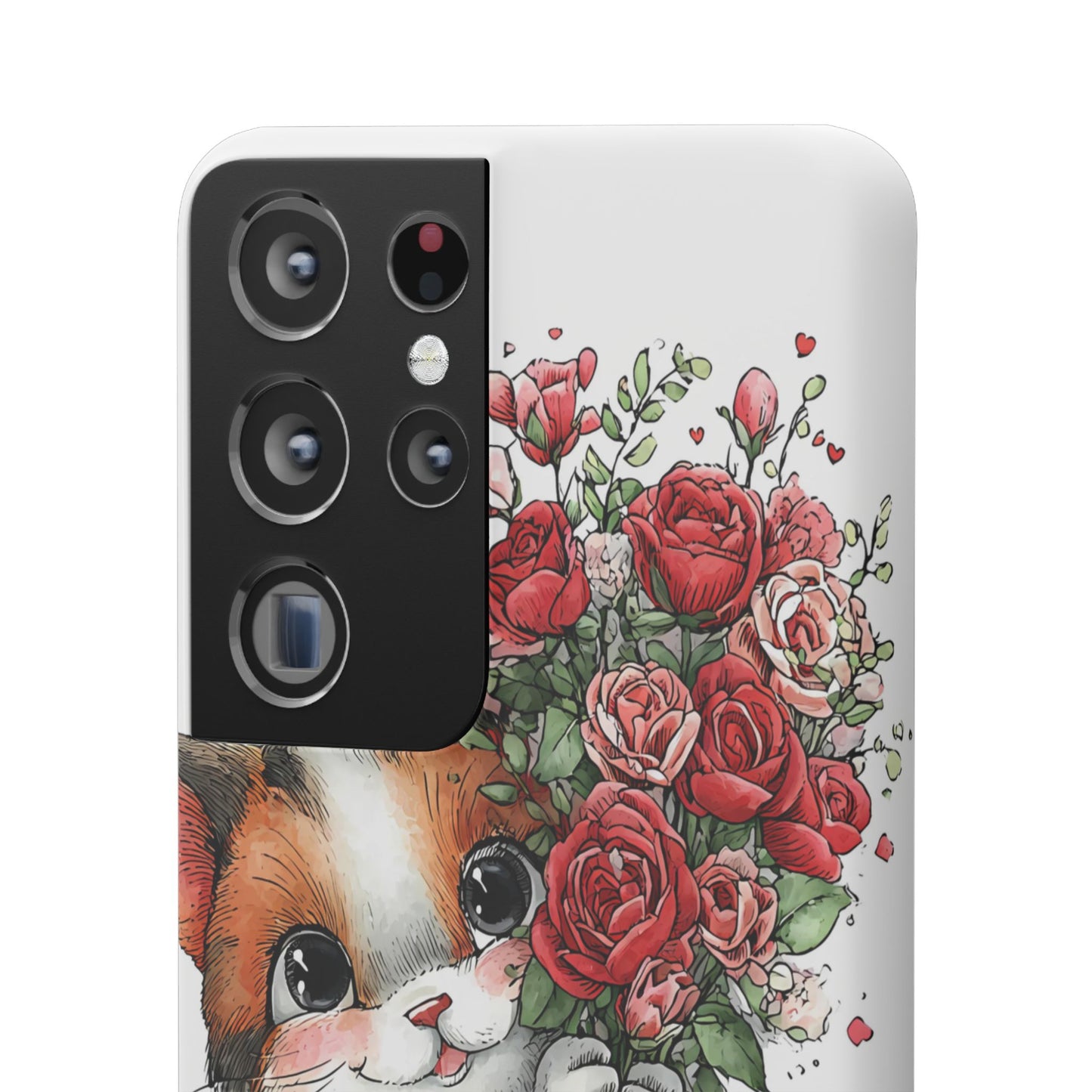 Cute Cat Snap Case with Floral Design, Pet Lovers Gift, Phone Protector for Valentine's Day, Cute Kitty Case, Animal Art Cover