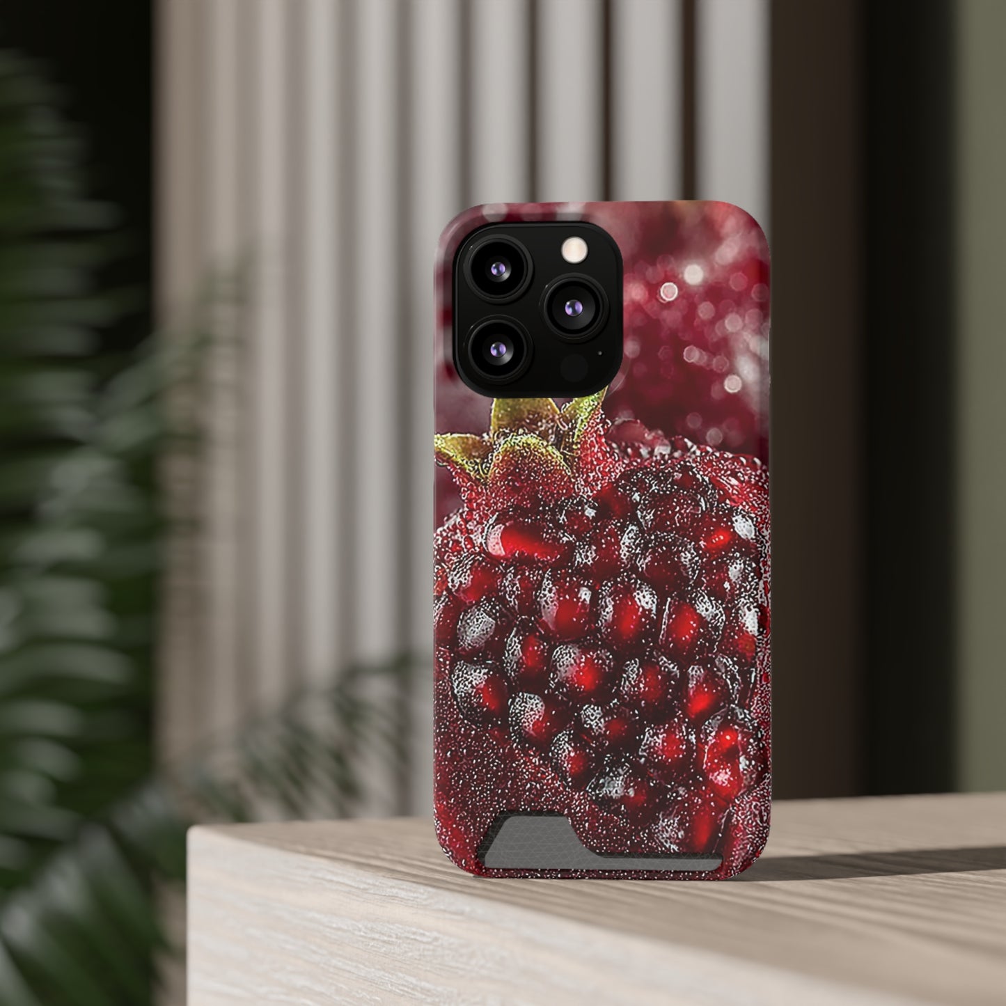 Pomegranate Phone Case with Card Holder, Durable Cover for Vegan Lovers, Fun Gift for Fruit Enthusiasts, Cute Accessory for Everyday Use