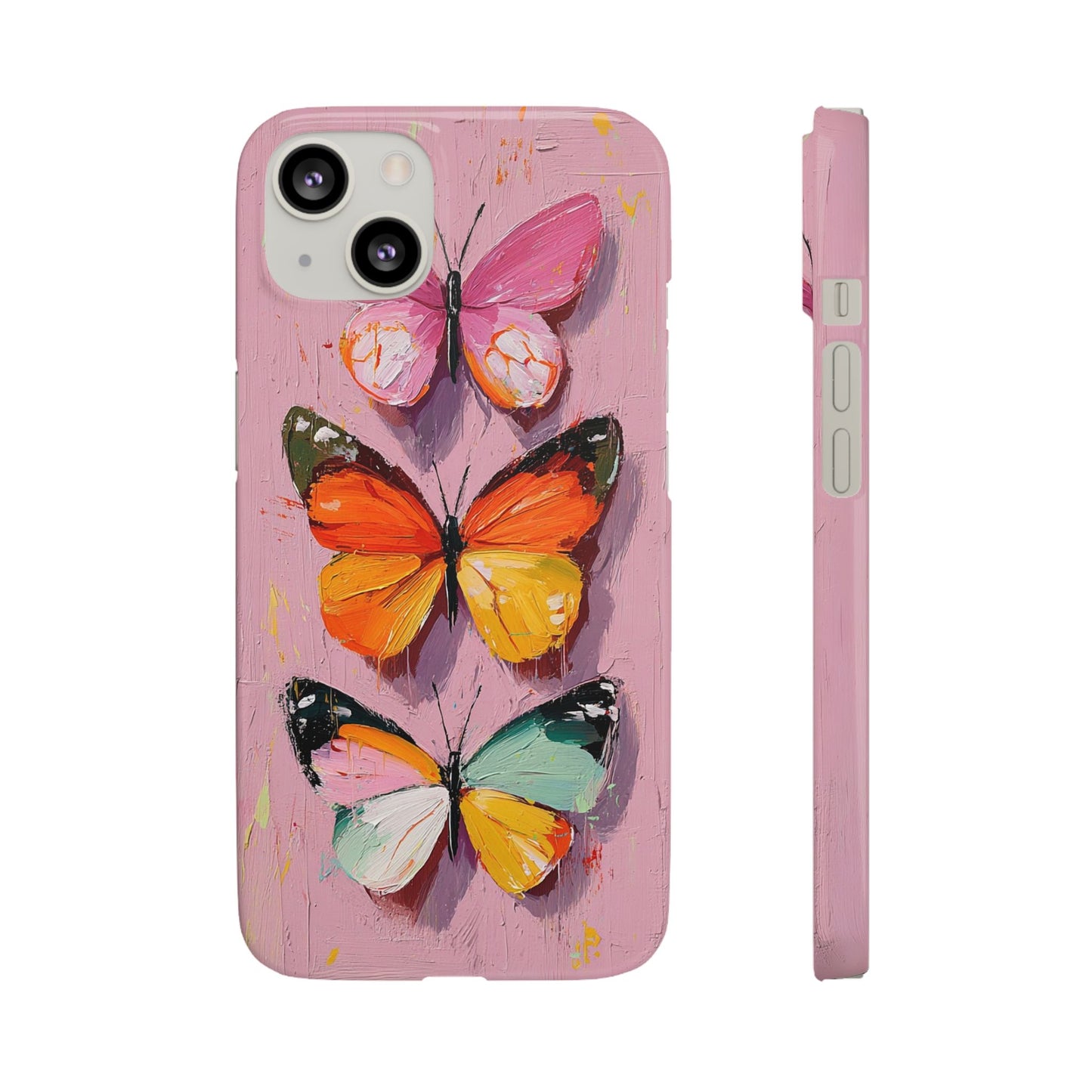 Pink Butterfly Snap Case Cover For iPhone and Samsung