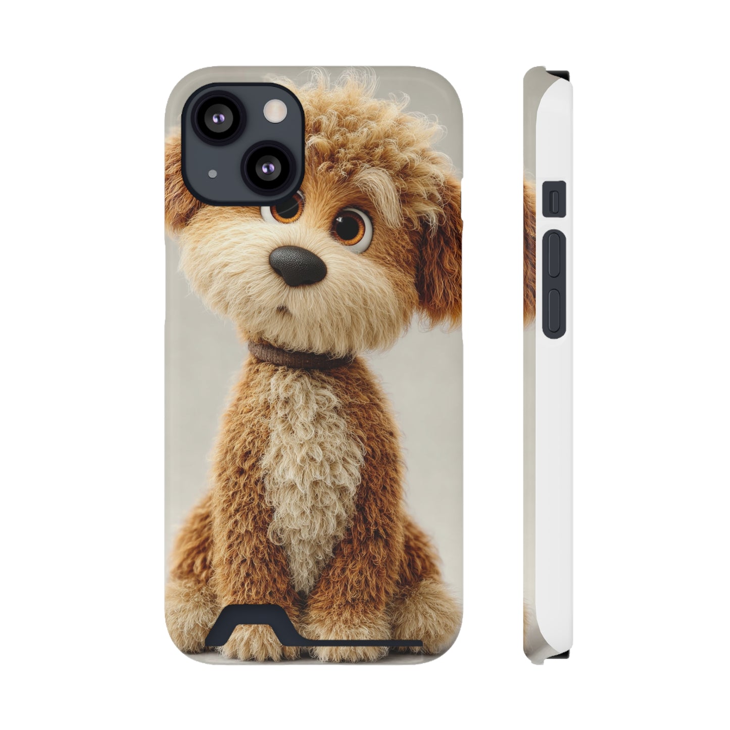 Cute Dog Phone Case With Card Holder, Pet Lover Gift, Stylish Phone Accessory, Dog-Themed Phone Cover, Animal Aesthetic