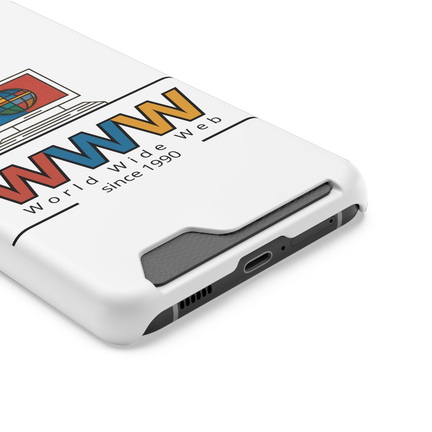 Retro Phone Case with Card Holder - World Wide Web Design, Geek Gift, Tech Accessory, Vintage Style, Personalized Phone Cover