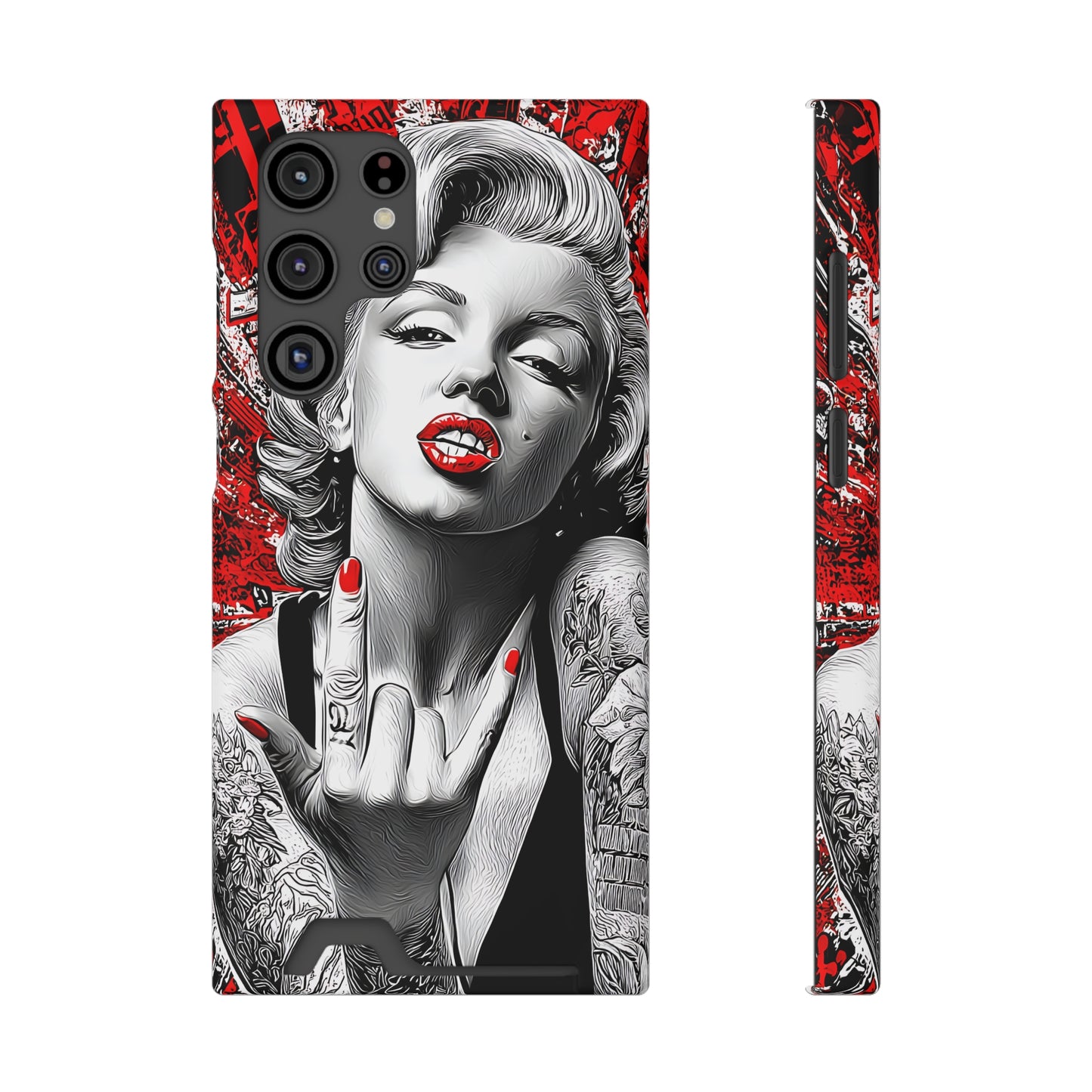 Bold Marilyn Monroe Phone Case with Card Holder, Stylish Phone Cover, Unique Gift for Her, Pop Culture Accessory, Modern Art Decor