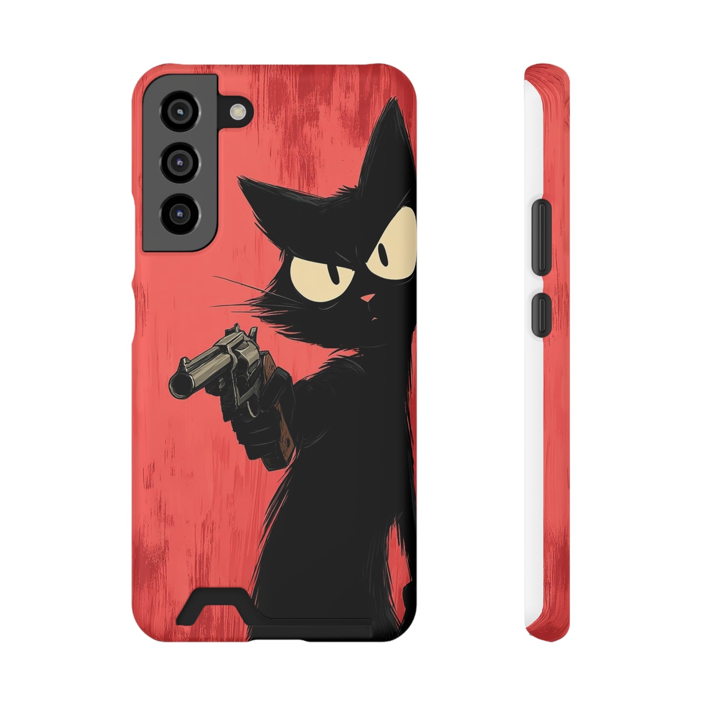 Stylish Catfather Phone Case with Card Holder - Cartoon Cat Art, Cat Lovers Gift, Functional Phone Accessory, Perfect for Any Occasion