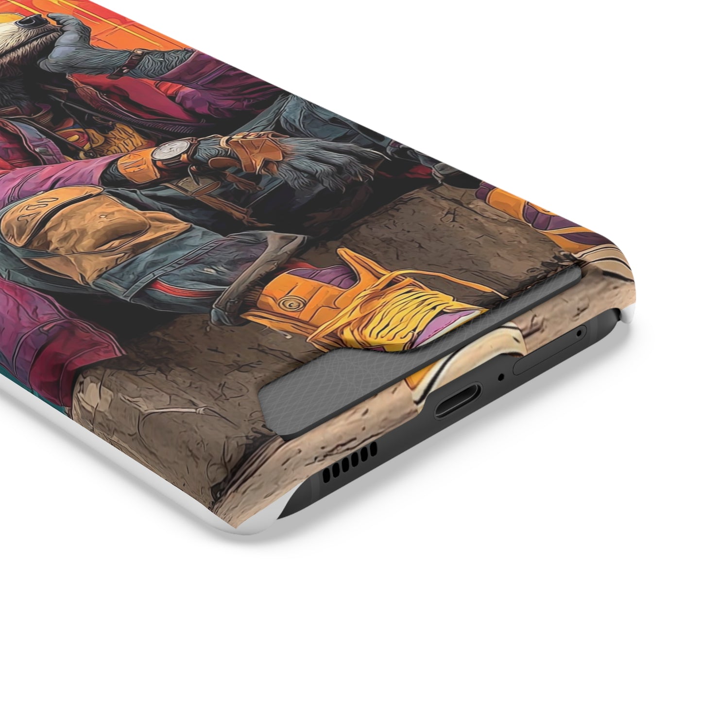 Stylish Phone Case With Card Holder, Trendy Mobile Accessory, Urban Art, Perfect Gift for Teens, Cool Gadget for Everyday Use