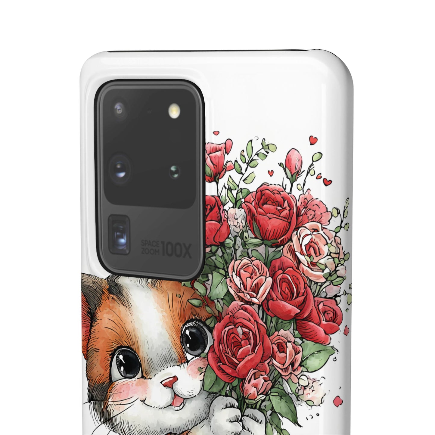 Cute Cat Snap Case with Floral Design, Pet Lovers Gift, Phone Protector for Valentine's Day, Cute Kitty Case, Animal Art Cover