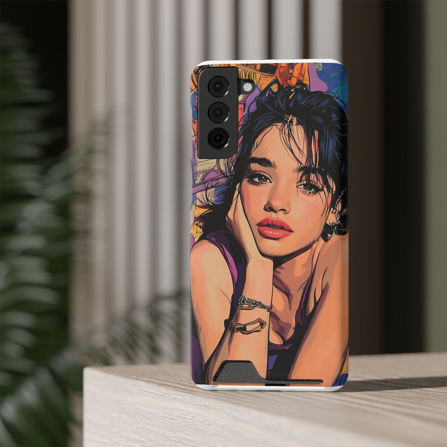 Vibrant Phone Case with Card Holder - Artistic Design for Fashion Lovers, Perfect Gift for Birthdays, Holidays, and Everyday Use
