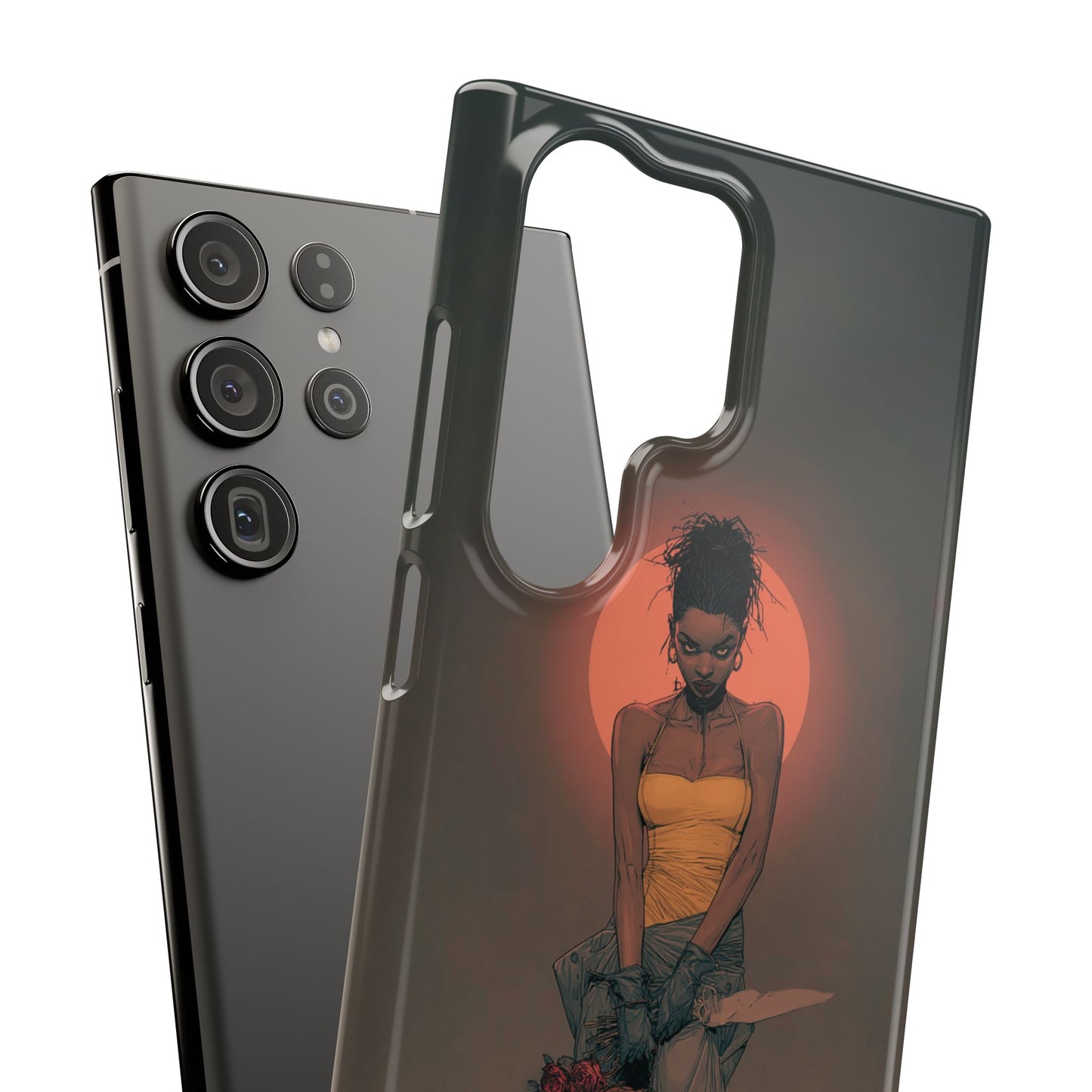 Creepy Vampire Girl Snap Case, Halloween Style iPhone Samsung Cover, Spooky Gothic Phone Accessories, Scary Horror Character Device