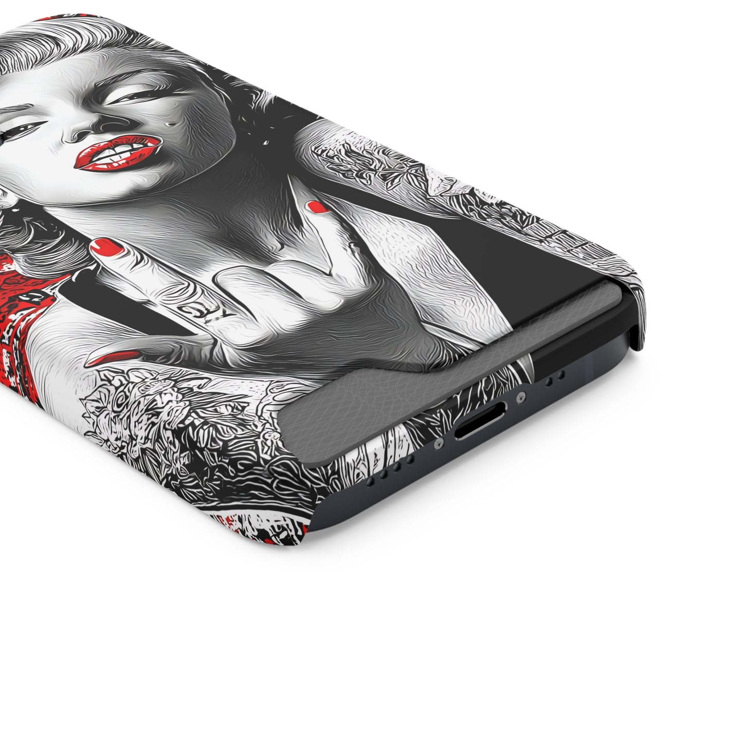 Bold Marilyn Monroe Phone Case with Card Holder, Stylish Phone Cover, Unique Gift for Her, Pop Culture Accessory, Modern Art Decor