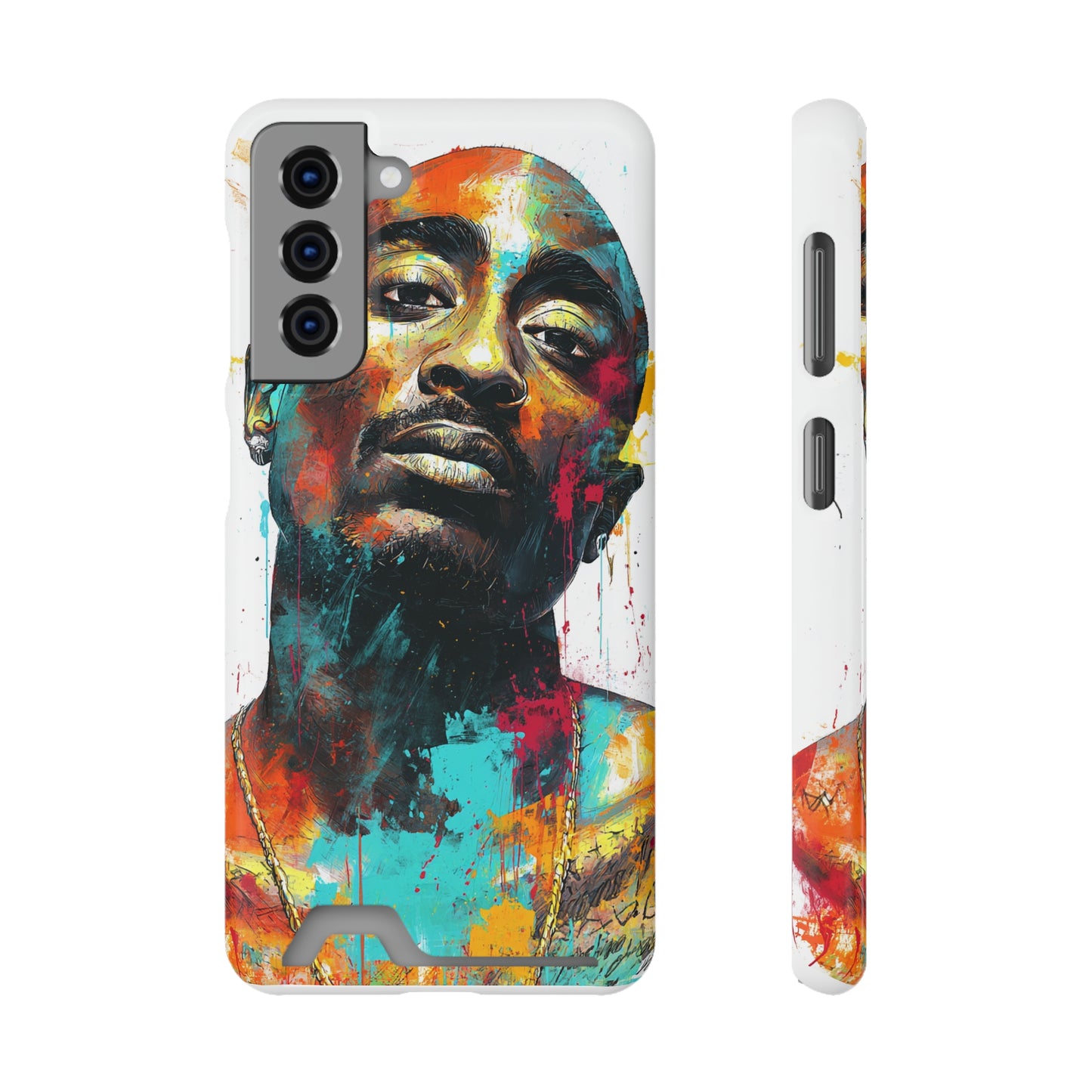 Vibrant Phone Case with Card Holder, Abstract Art Phone Cover, Stylish Smartphone Case, Unique Gift for Music Lovers, Hip-Hop Inspired Case