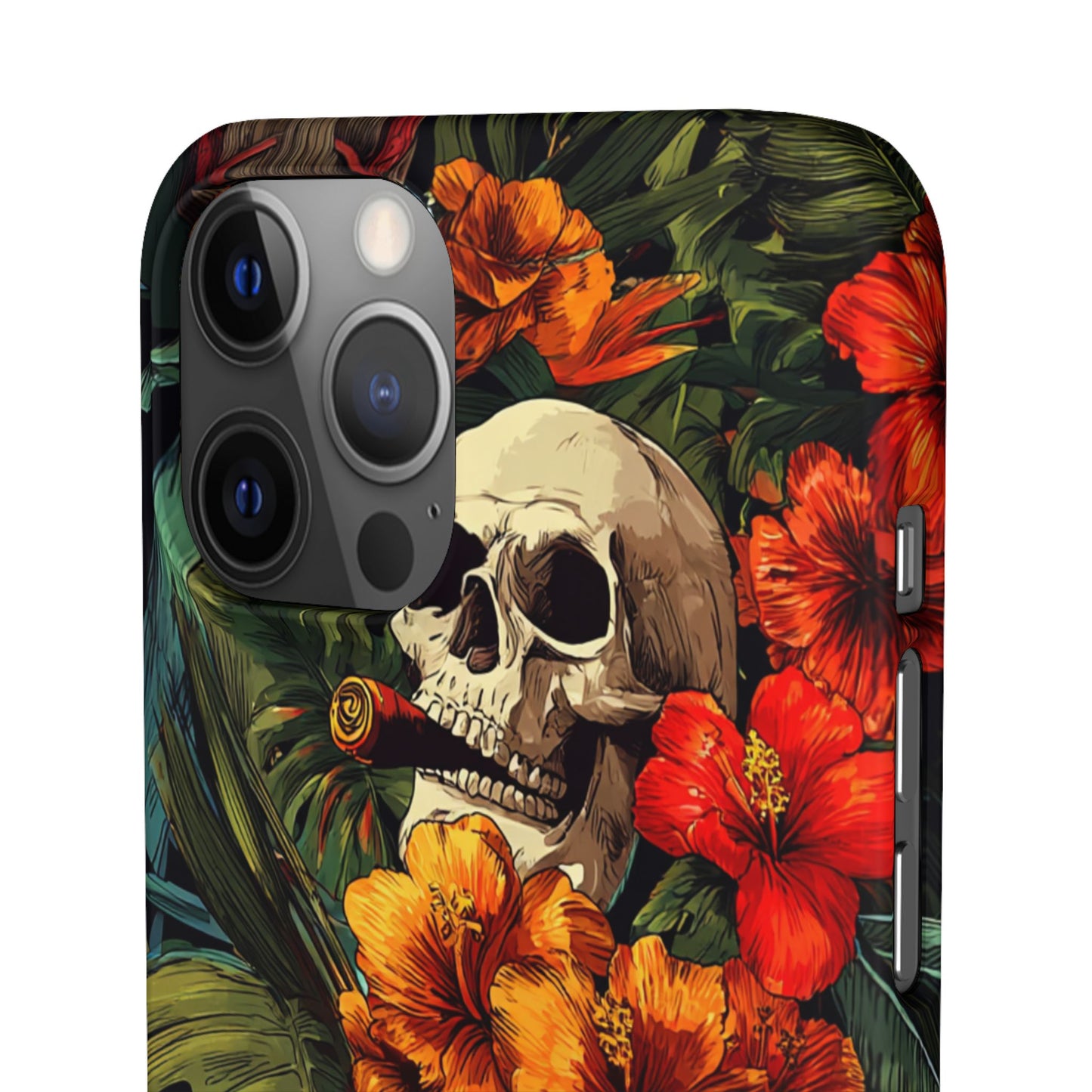 Tropical Skull Phone Case - Vibrant Floral Design, Skull Case for iPhone, Unique Tropical Art, Gift for Beach Lovers, Halloween Decor