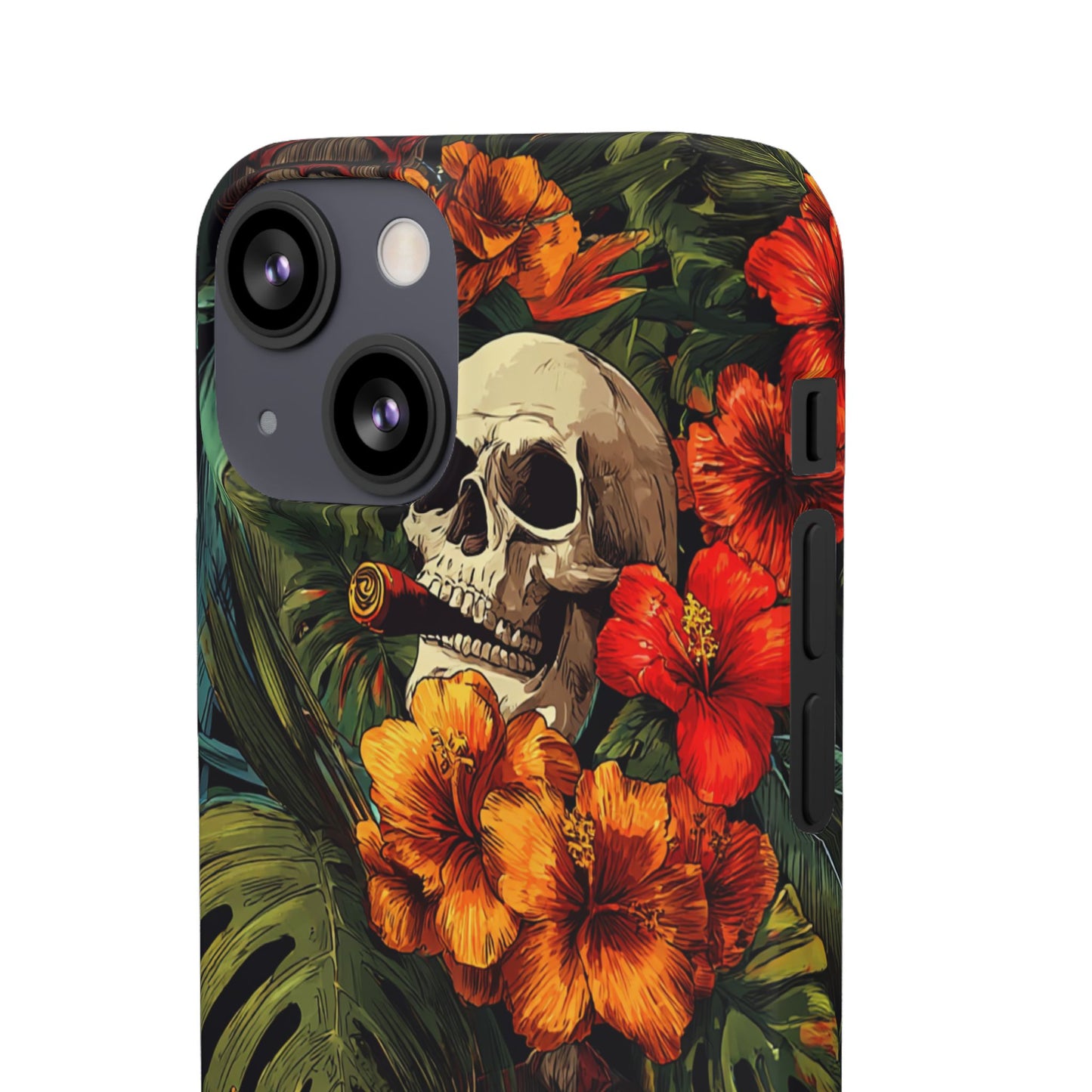 Tropical Skull Phone Case - Vibrant Floral Design, Skull Case for iPhone, Unique Tropical Art, Gift for Beach Lovers, Halloween Decor