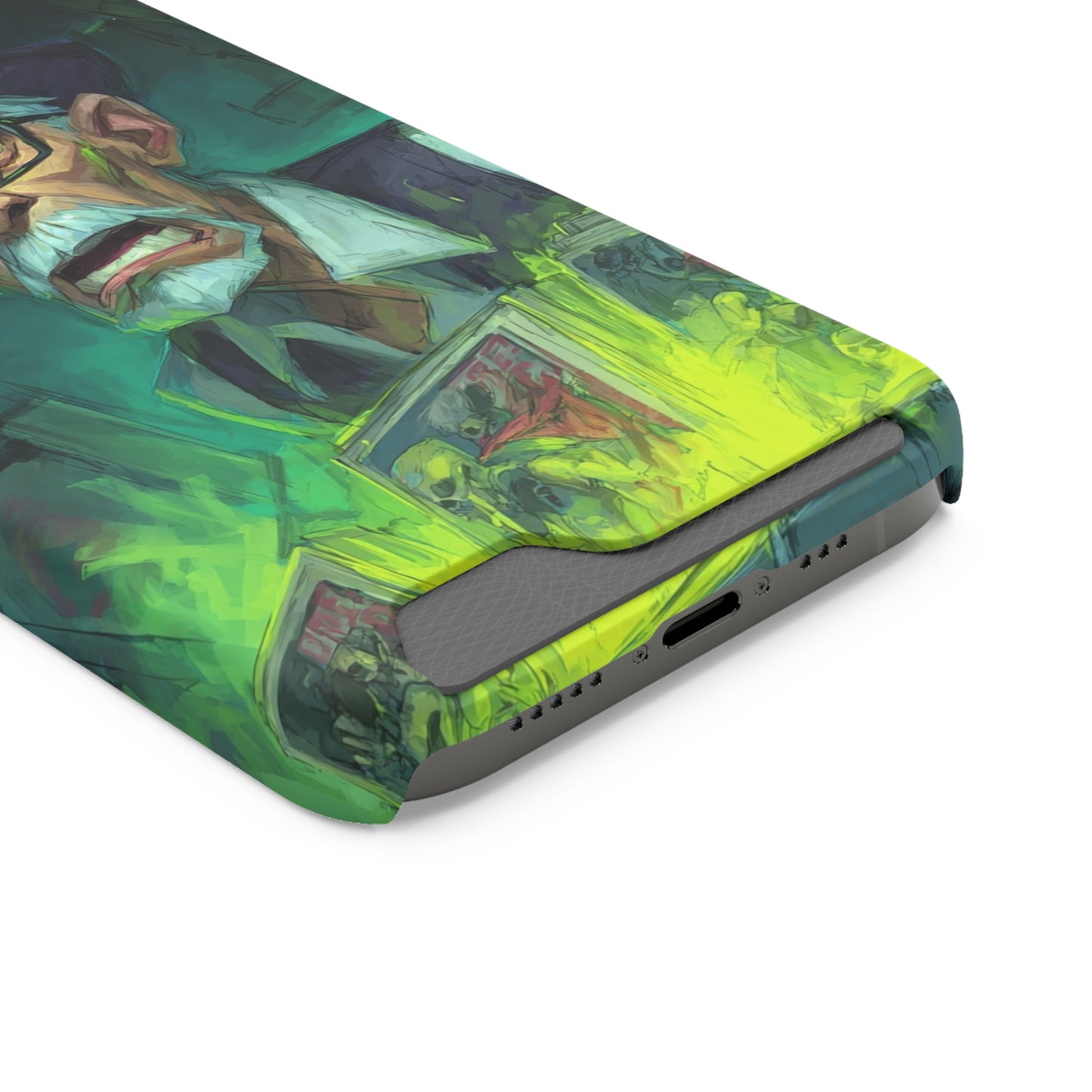 Spooky Illustrated Phone Case with Card Holder, Halloween Accessory, Unique Gift for Horror Fans, Stylish Phone Cover, Functional & Fun
