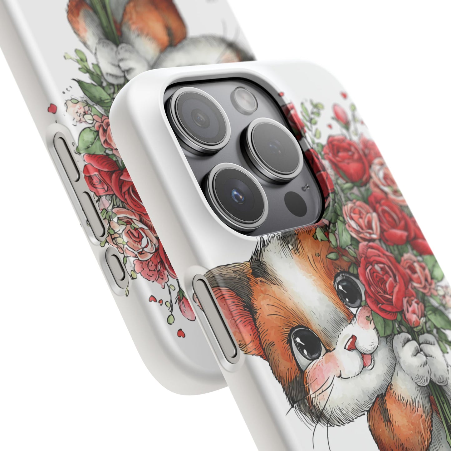 Cute Cat Snap Case with Floral Design, Pet Lovers Gift, Phone Protector for Valentine's Day, Cute Kitty Case, Animal Art Cover