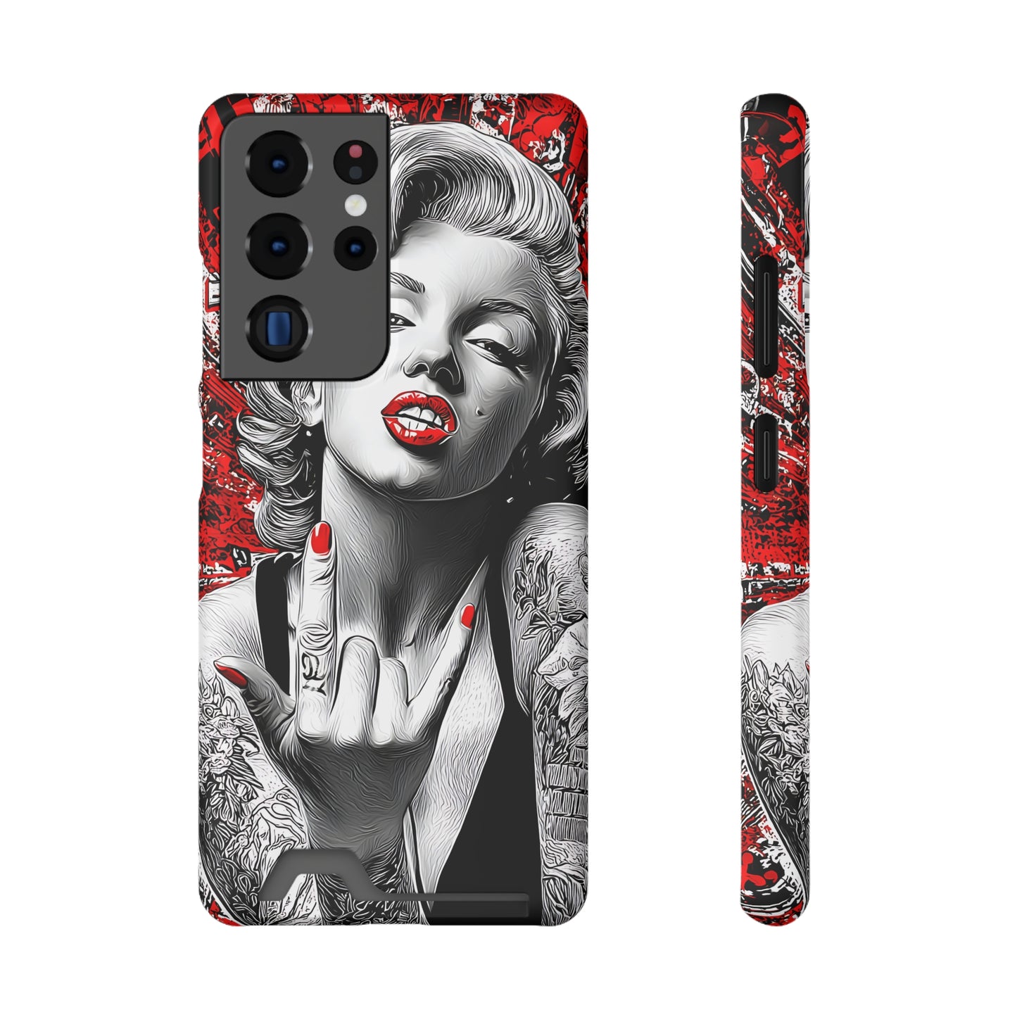 Bold Marilyn Monroe Phone Case with Card Holder, Stylish Phone Cover, Unique Gift for Her, Pop Culture Accessory, Modern Art Decor