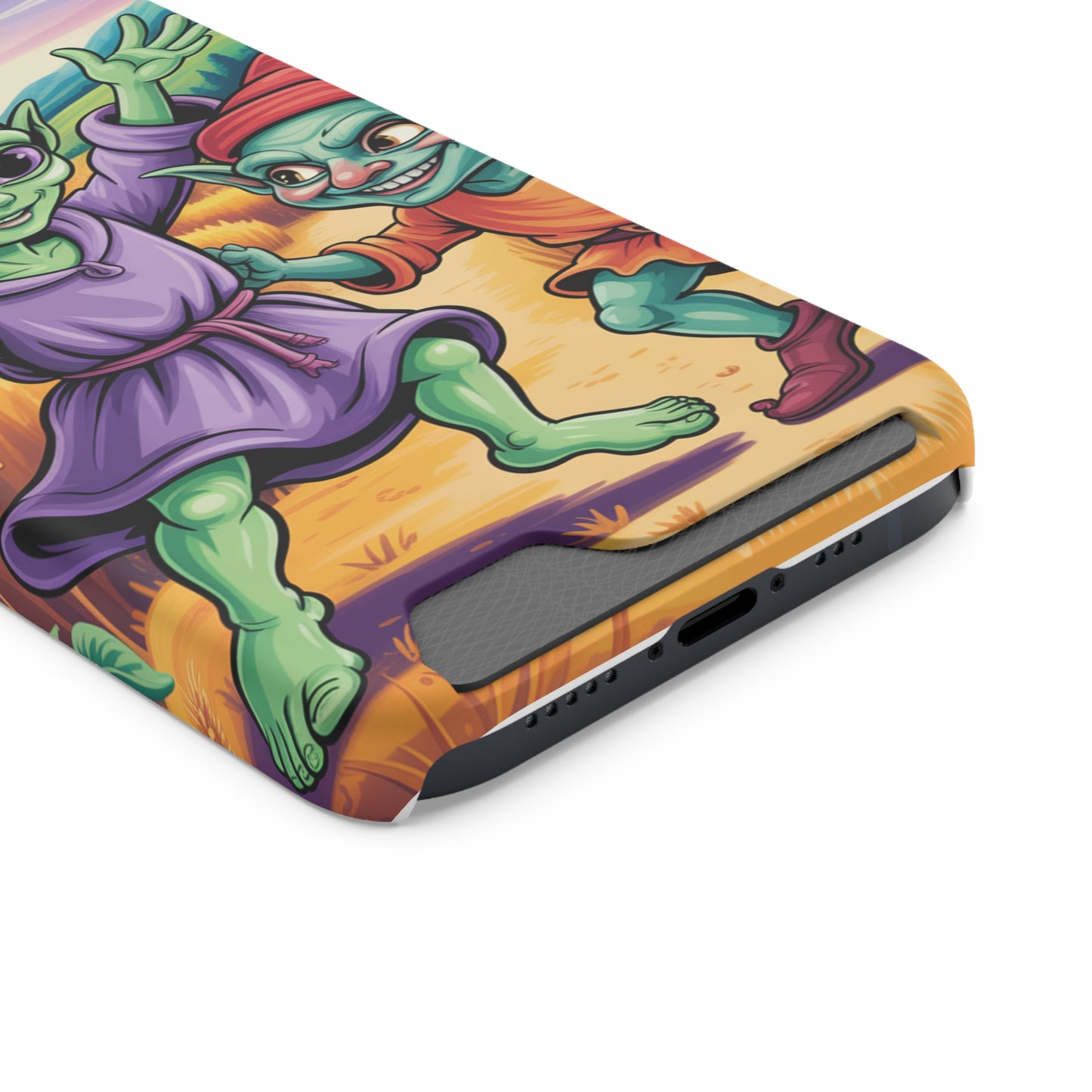 Playful Alien Phone Case with Card Holder | Cute Green Characters | Gift for Kids, Sci-Fi Fanatic, Birthday Fun, Unique Design