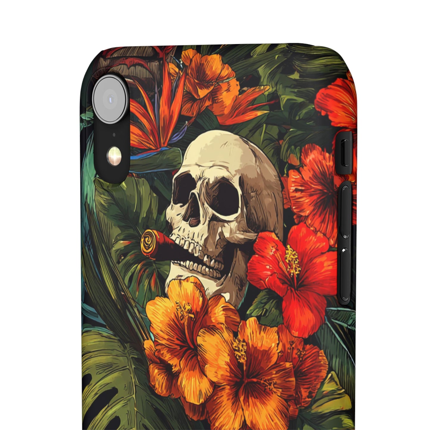 Tropical Skull Phone Case - Vibrant Floral Design, Skull Case for iPhone, Unique Tropical Art, Gift for Beach Lovers, Halloween Decor